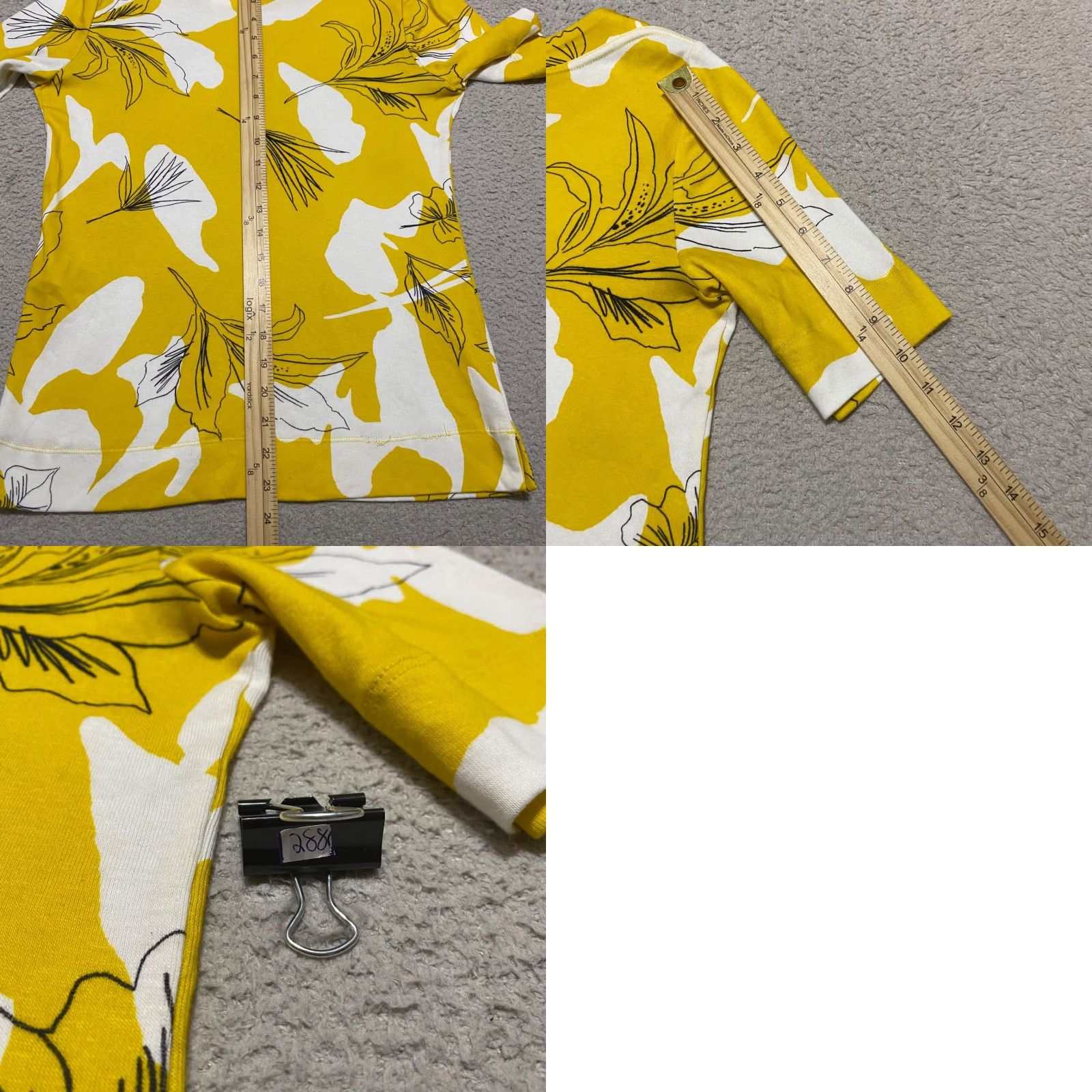 Vintage Chico's Womens Small Shirt Yellow Floral Boat Neck Short Sleeve Pima Cotton Top Size S / US 4 / IT 40 - 8 Thumbnail