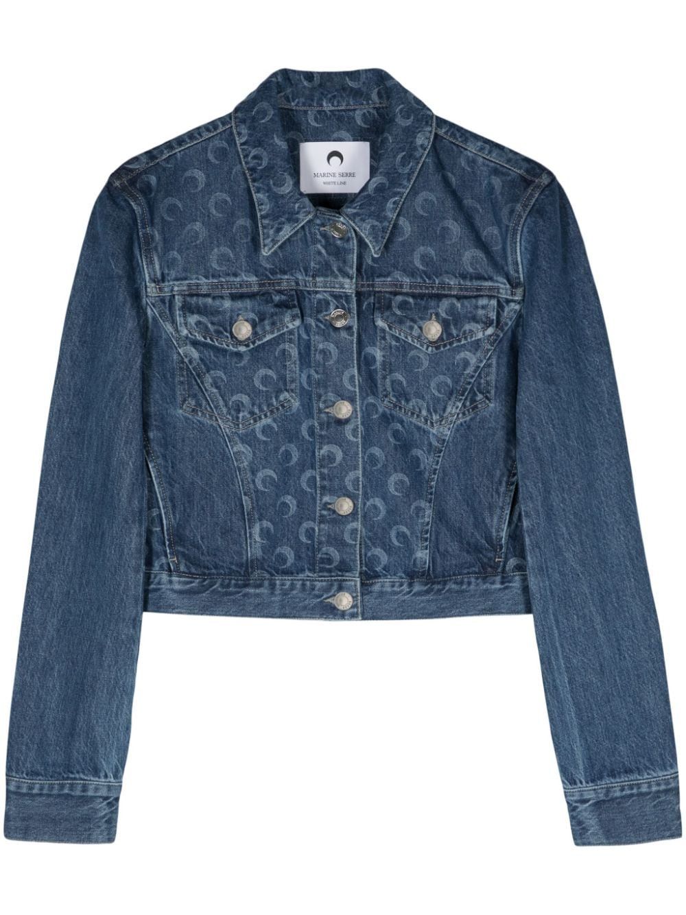 Marine Serre DENIM CROPPED JACKET Size S / US 4 / IT 40 - 1 Thumbnail