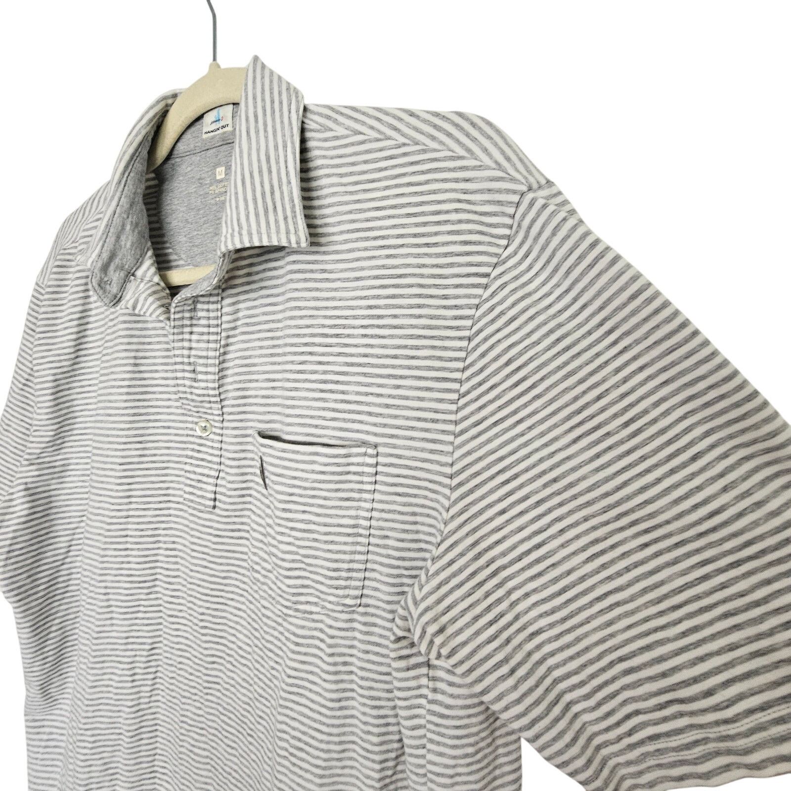 johnnie-O Johnnie-O Polo Shirt Gray White Striped Short Sleeve M Size US M / EU 48-50 / 2 - 4 Thumbnail