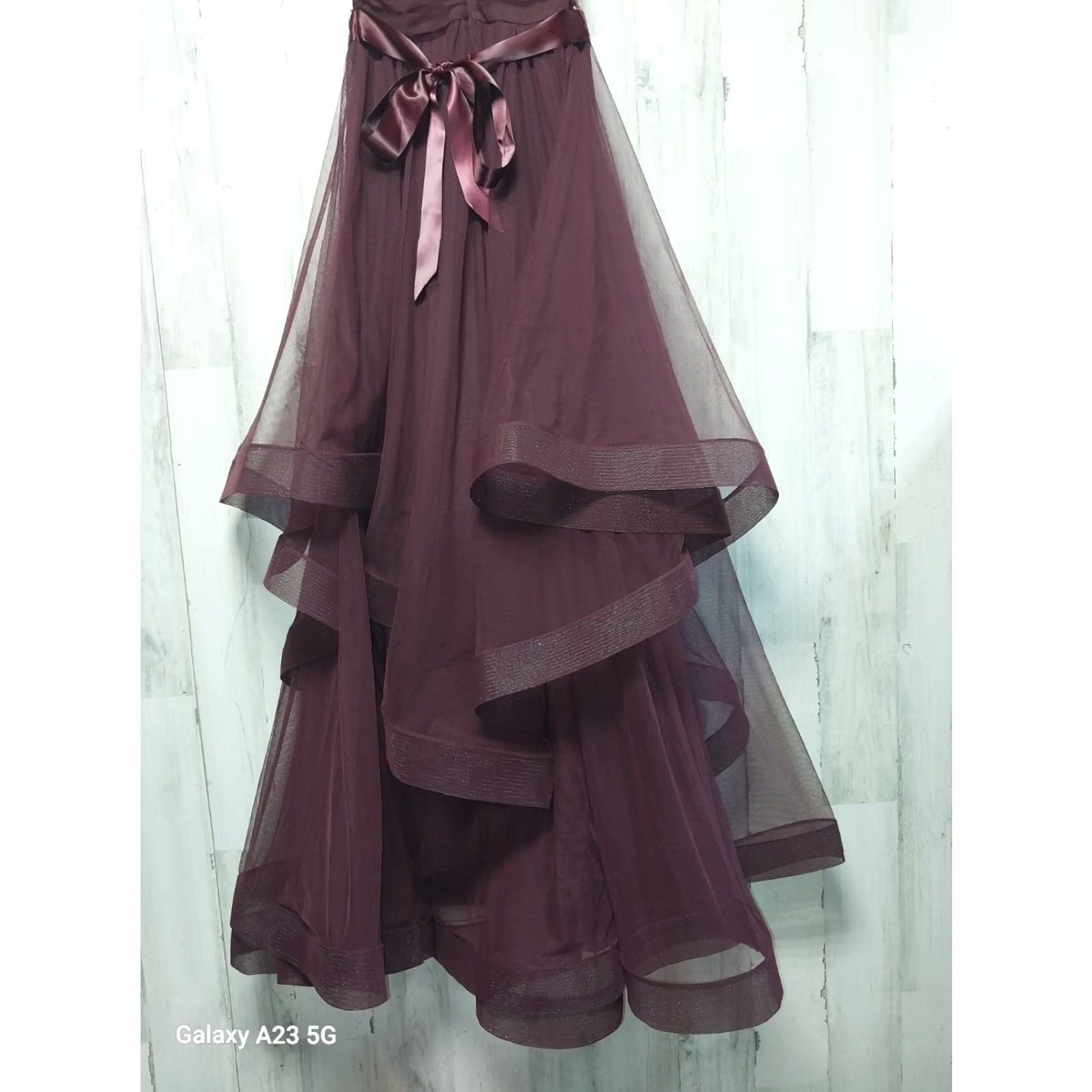 City Triangles Dress Floral Burgundy Purple Sleeveless Tie Jewel Sz 5  Juniors Women Dress Long Gown