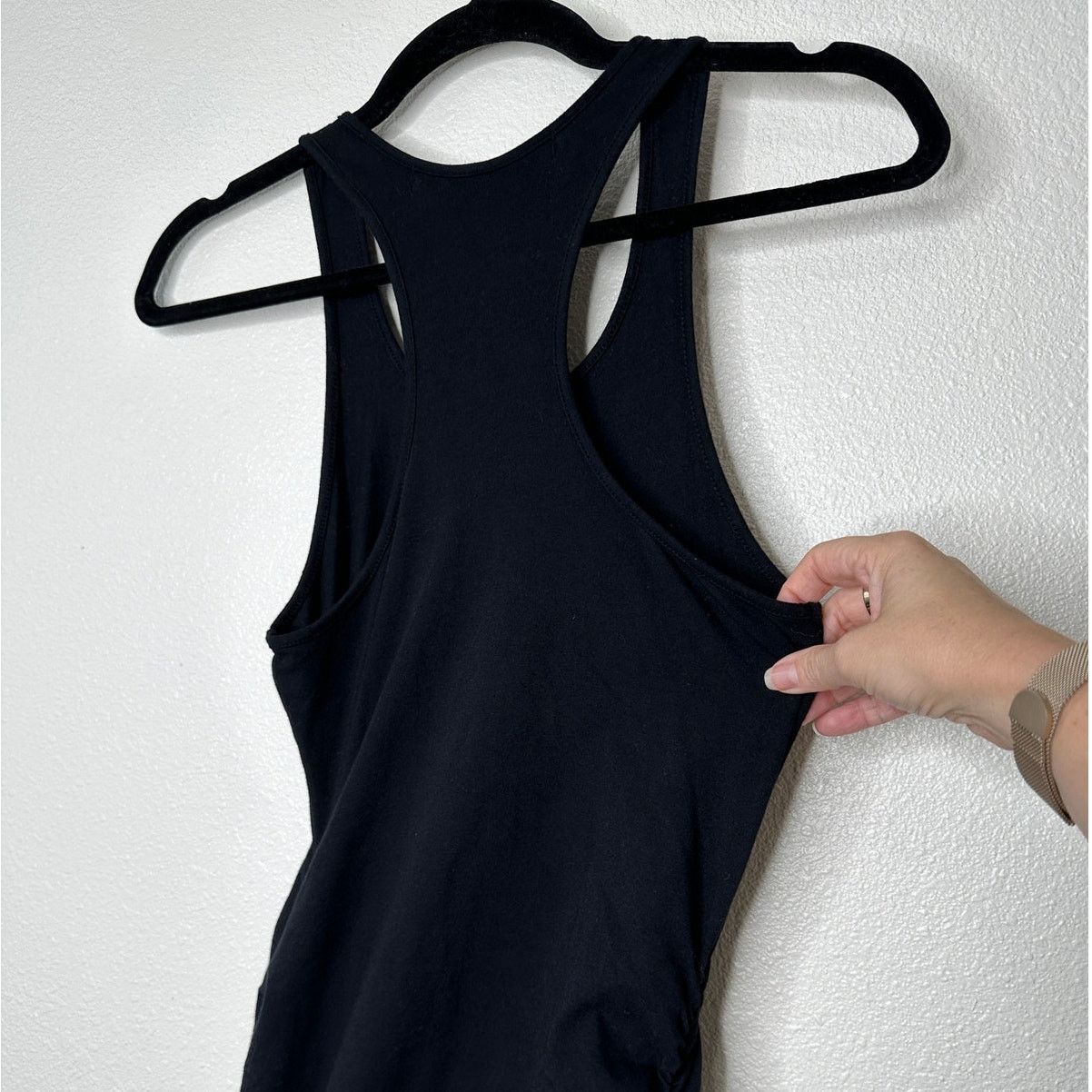 Michael Stars Michael Stars Black Midi Racerback Ruched Side Tank Dress S Size S / US 4 / IT 40 - 6 Thumbnail