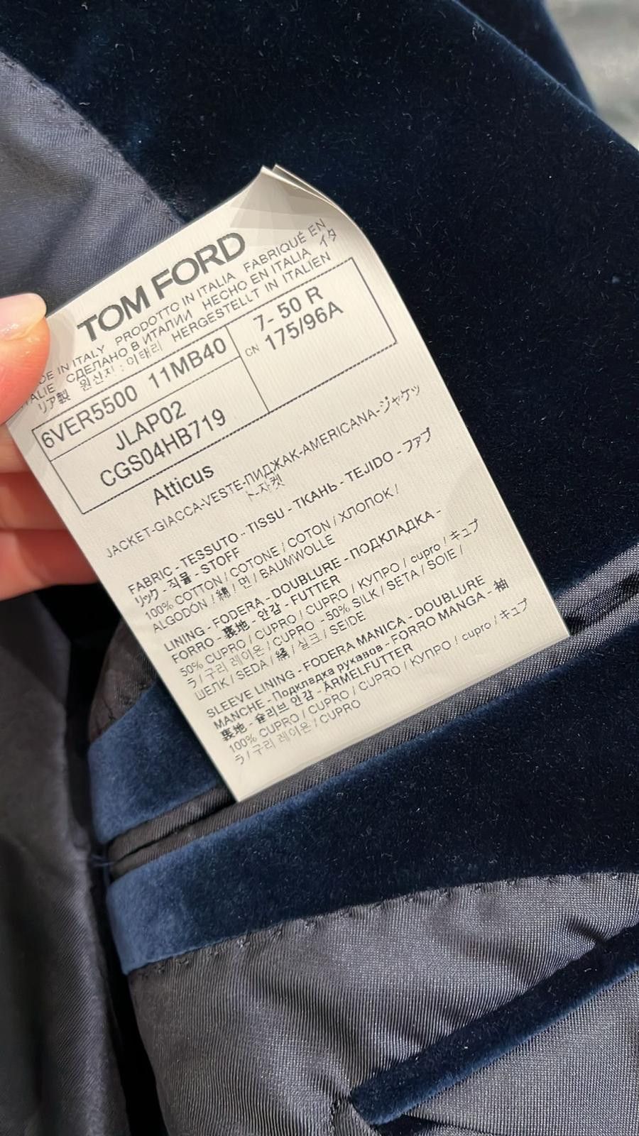 Tom Ford o1loc1c0126 JLAP02 Velvet Jacket in Blue Size US M / EU 48-50 / 2 - 3 Thumbnail