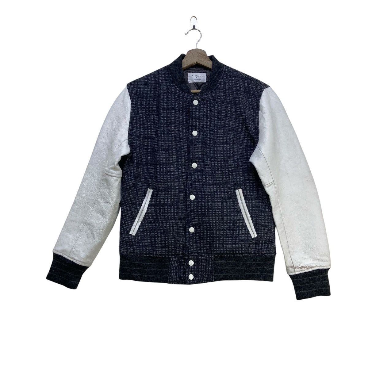 ADAM ET ROPE Japanese Brand Street Fashion Cowhide Sleeves Varsity Jacket Size US S / EU 44-46 / 1 - 1 Thumbnail
