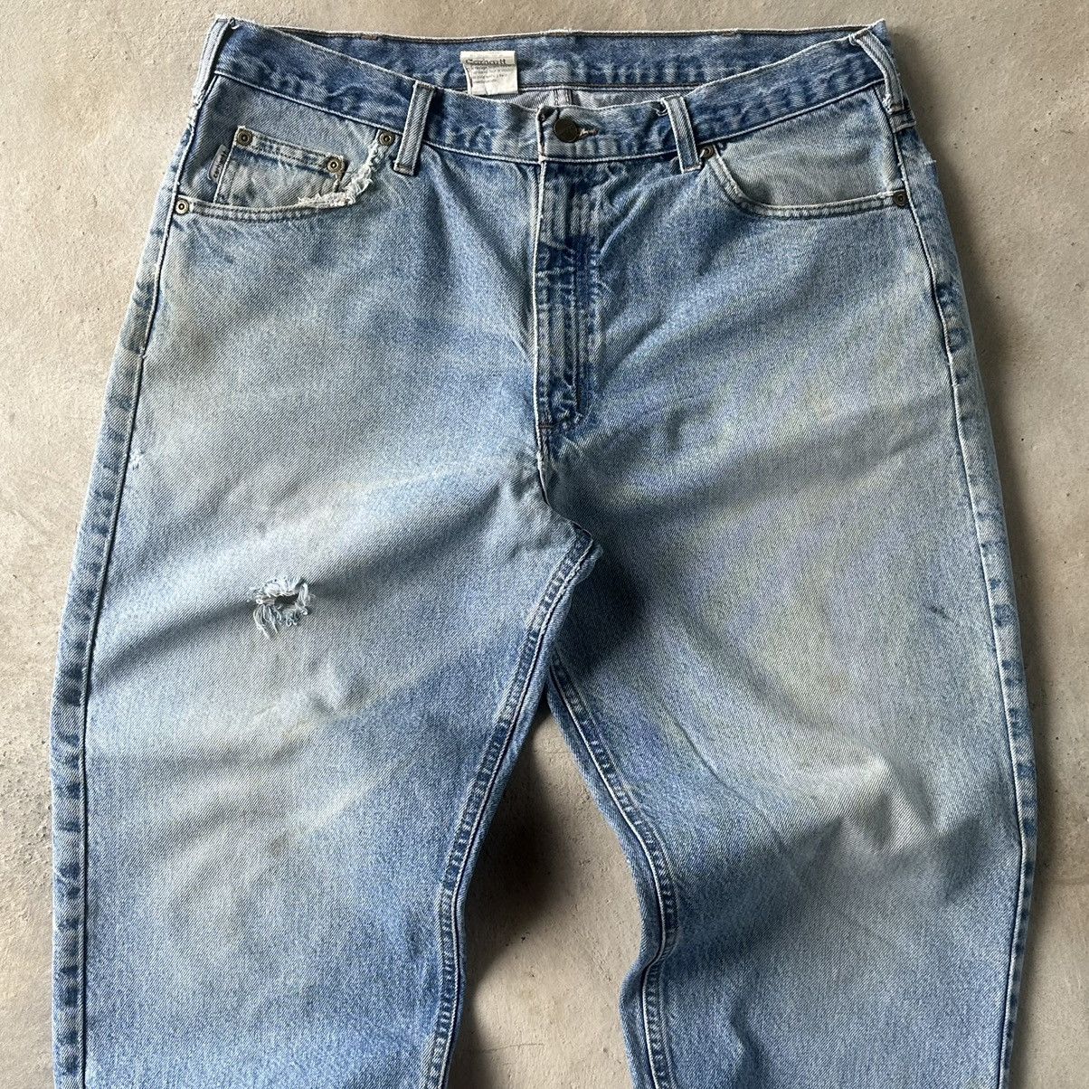 Carhartt × Dickies (37x30) DISTRESSED CARHARTT BLUE JEANS Size US 37 - 2 Thumbnail