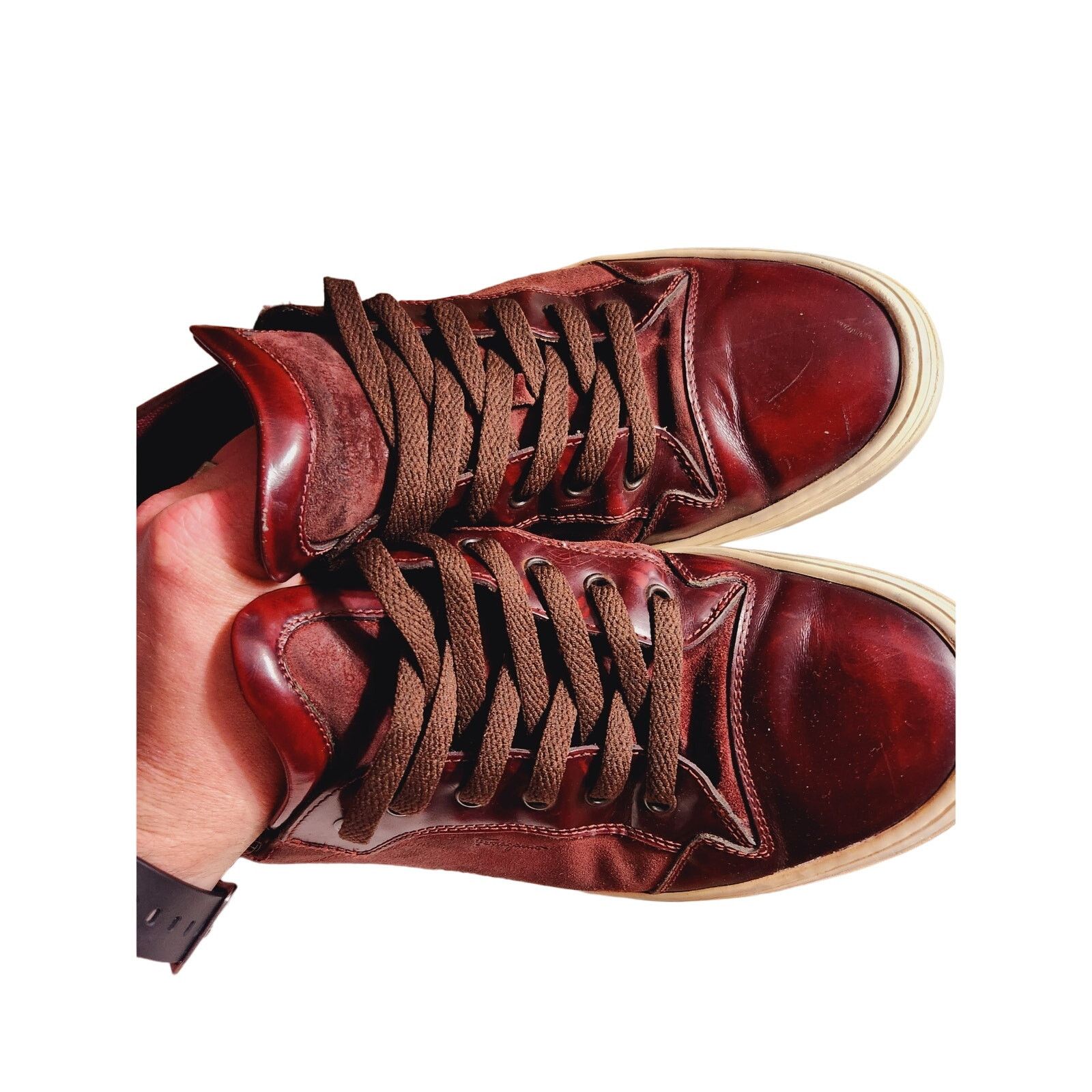 Salvatore Ferragamo Salvatore Ferragamo Sneakers Deep Burgundy Red Leather 12 US Size US 12 / EU 45 - 13 Thumbnail