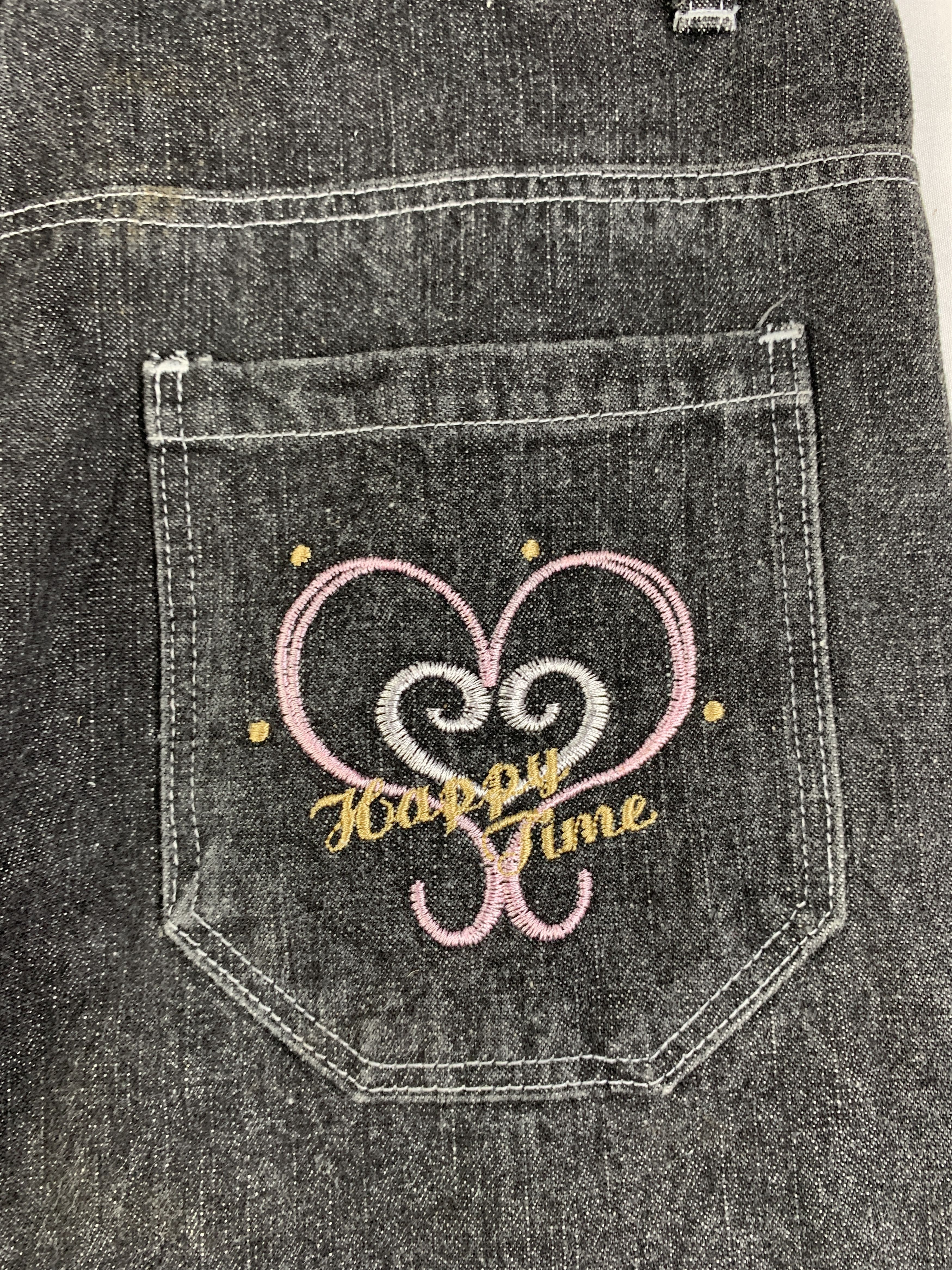 Japanese Brand Happy Time Dark Gray Embroidered Jorts (26) Size 26" / US 2 / IT 38 - 9 Thumbnail
