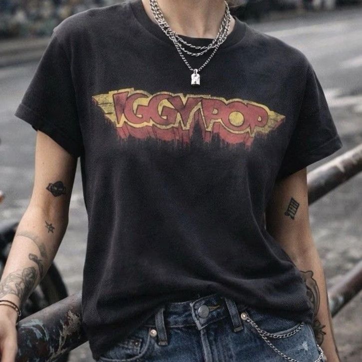 Vintage VINTAGE Rockware Iggy Pop Band T-Shirt M Unisex Black 2005 Short Sleeve Crew Neck Cotton Size US M / EU 48-50 / 2 - 2 Thumbnail
