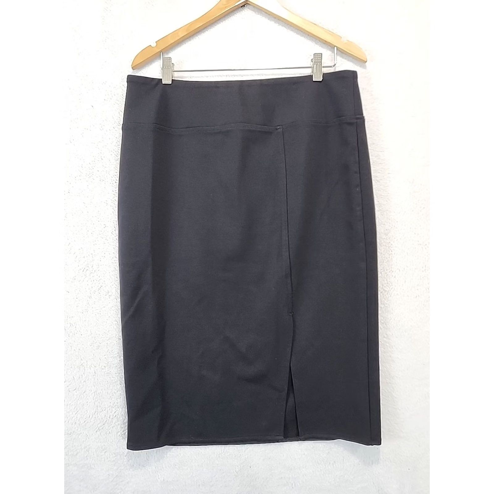 Worthington WORTHINGTON Womens L Black Front Slit Career Business Midi Pencil Skirt Office Size 36" / US 14 / IT 50 - 3 Thumbnail
