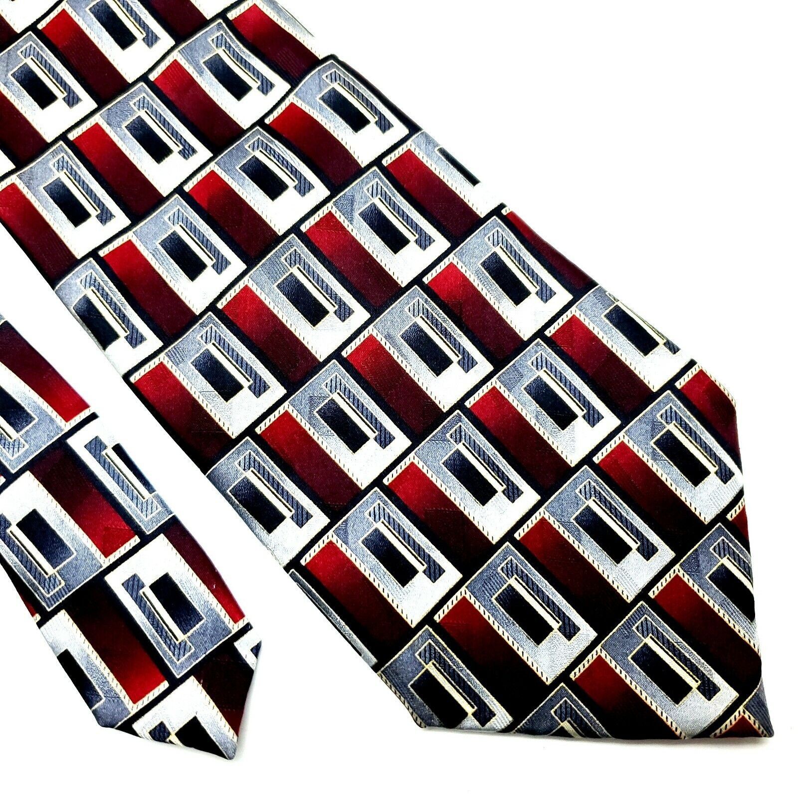 Pierre Cardin Pierre Cardin Silk Tie Red Geometric Short Print Size ONE SIZE - 1 Thumbnail