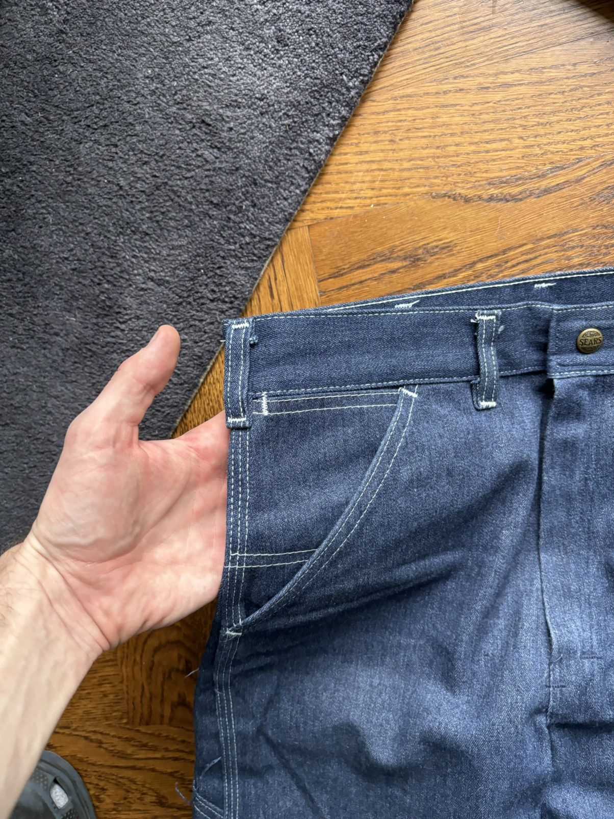 Sears × Vintage 70s Sears Toughskin Jeans Vintage Dark Wash Denim Carpenter Size US 30 / EU 46 - 13 Thumbnail