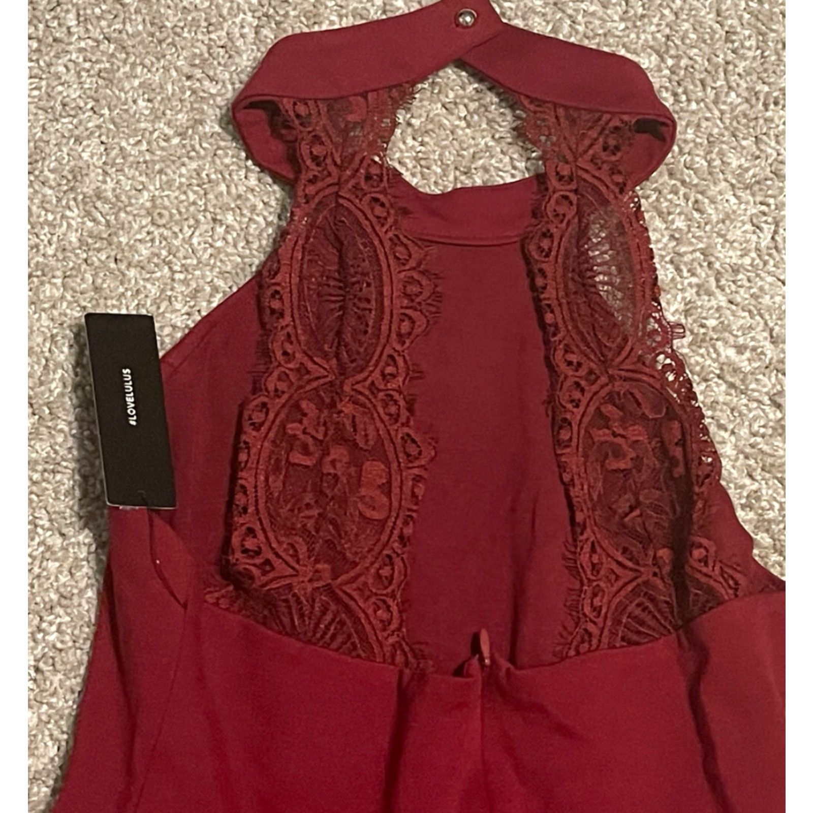 NWT Lulus Hometown Girl Wine Red Lace Skater Dress Size L