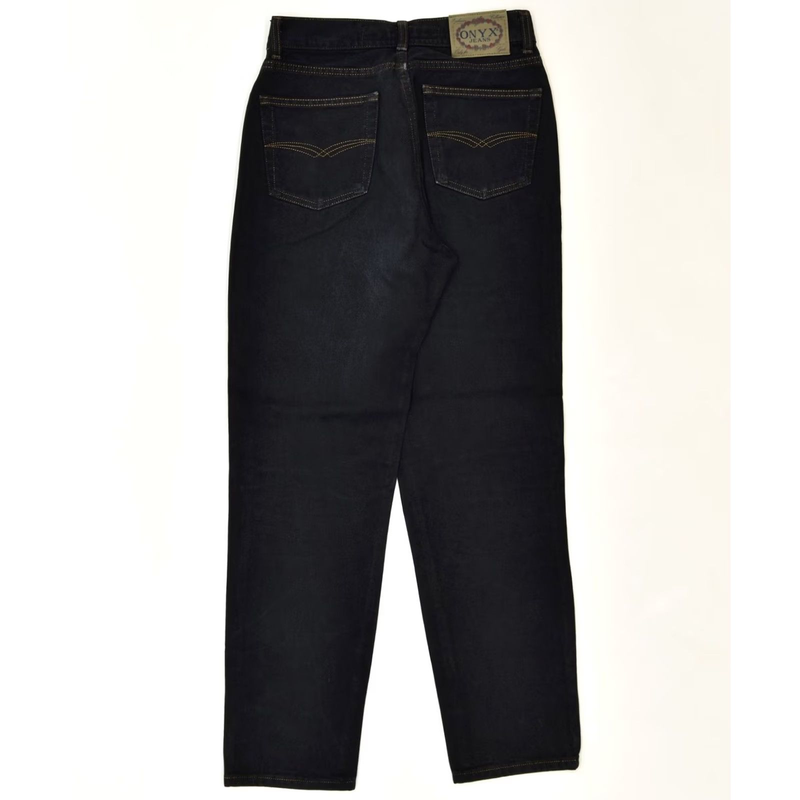 Vintage ONYX Womens Tapered Jeans Black Cotton Classic W32 L30 Size 24" / US 00 / IT 34 - 2 Thumbnail