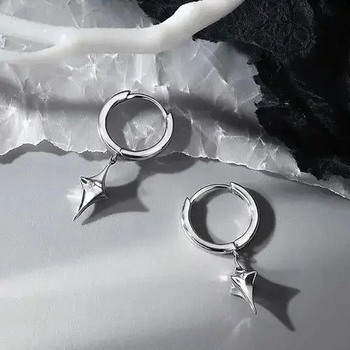 Other Star Dangle Drop Earrings for Men Women,Silver Hoop Earrings Size ONE SIZE - 1 Thumbnail