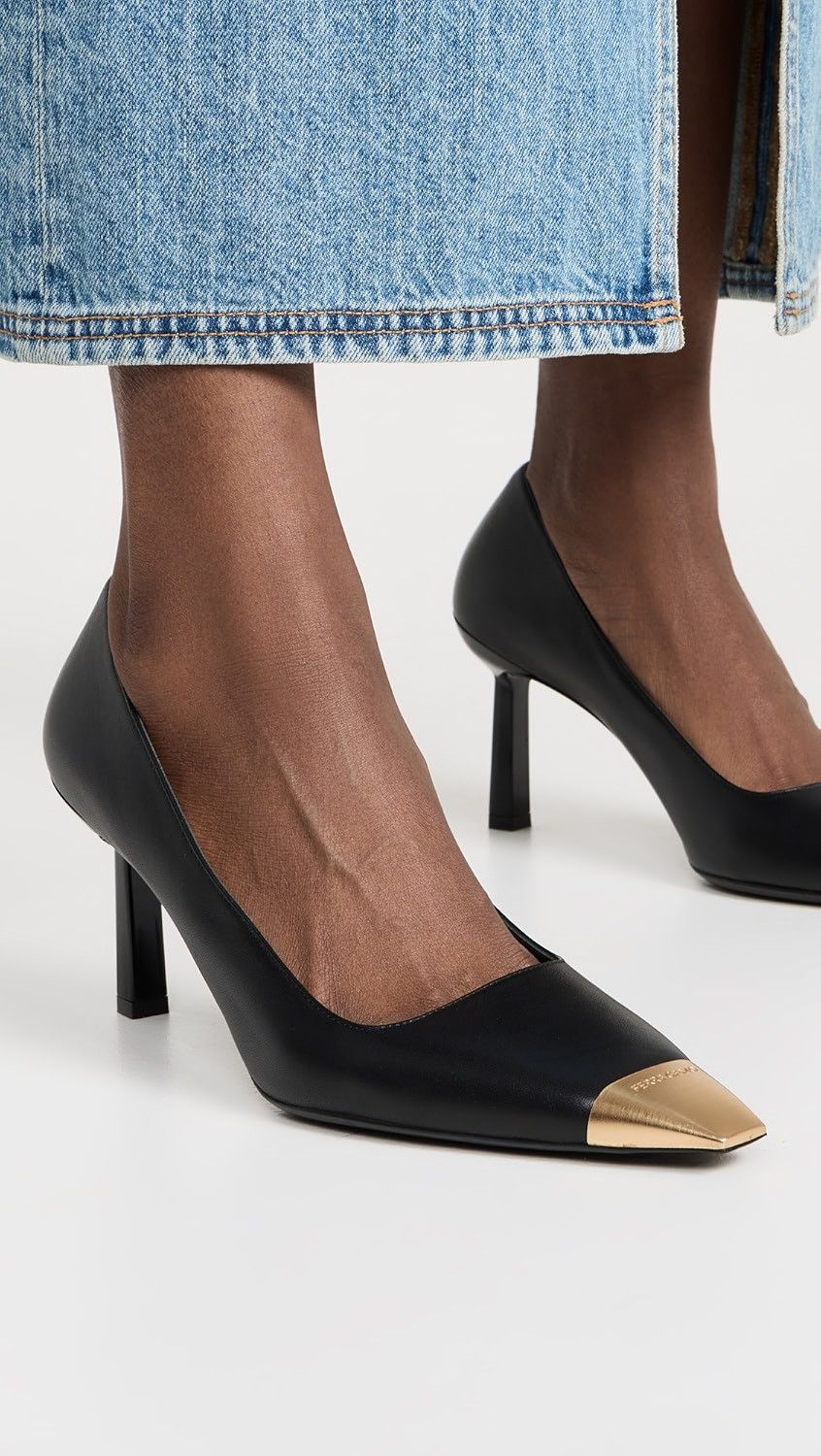 Salvatore Ferragamo o1s1rm0724 Amber Leather Pumps in Black Size US 5.5 / IT 35.5 - 4 Thumbnail