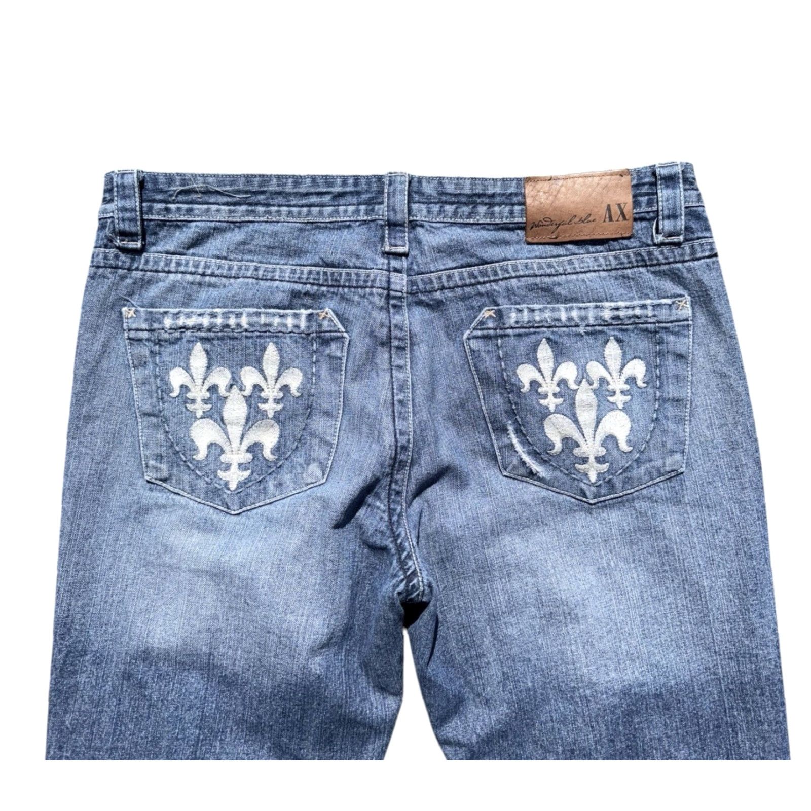 Alfani VINTAGE Alfani Jeans Bootcut Distressed Embroidered Le Fleur Low Rise Sz 38 Women Blue 90s Y2K Size 26" / US 2 / IT 38 - 3 Thumbnail