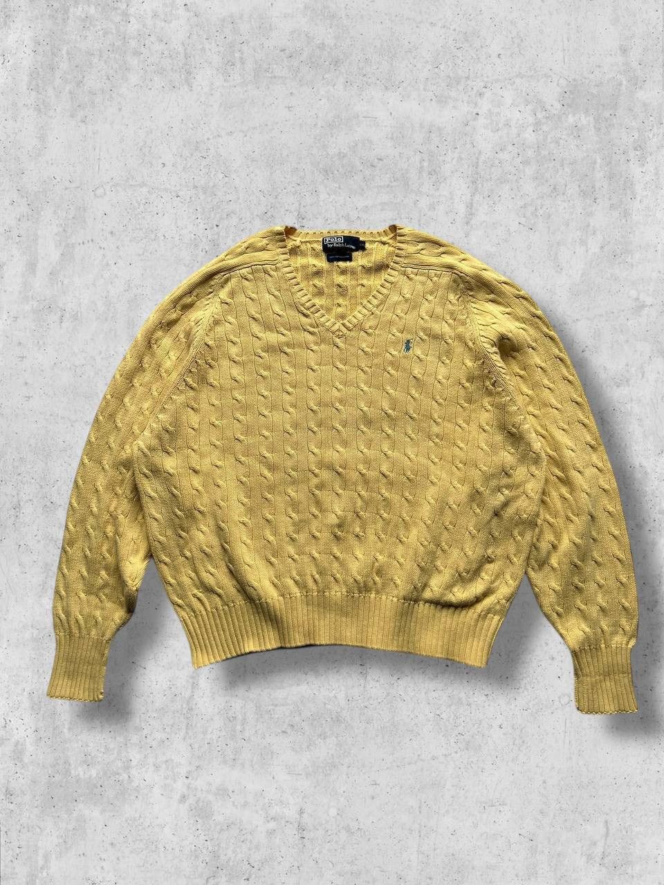 Polo Ralph Lauren Polo Ralph Lauren RL Vintage cable knit XXL sweater yellow Size US XXL / EU 58 / 5 - 2 Thumbnail