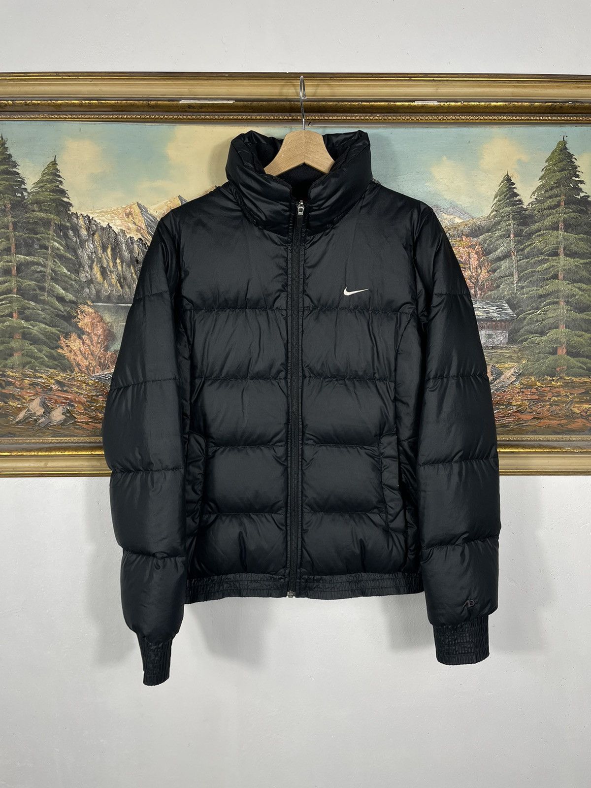 Nike × Vintage Nike Small Swoosh Zip Hoodie Black Y2k 00s Retro Size L / US 10 / IT 46 - 1 Thumbnail