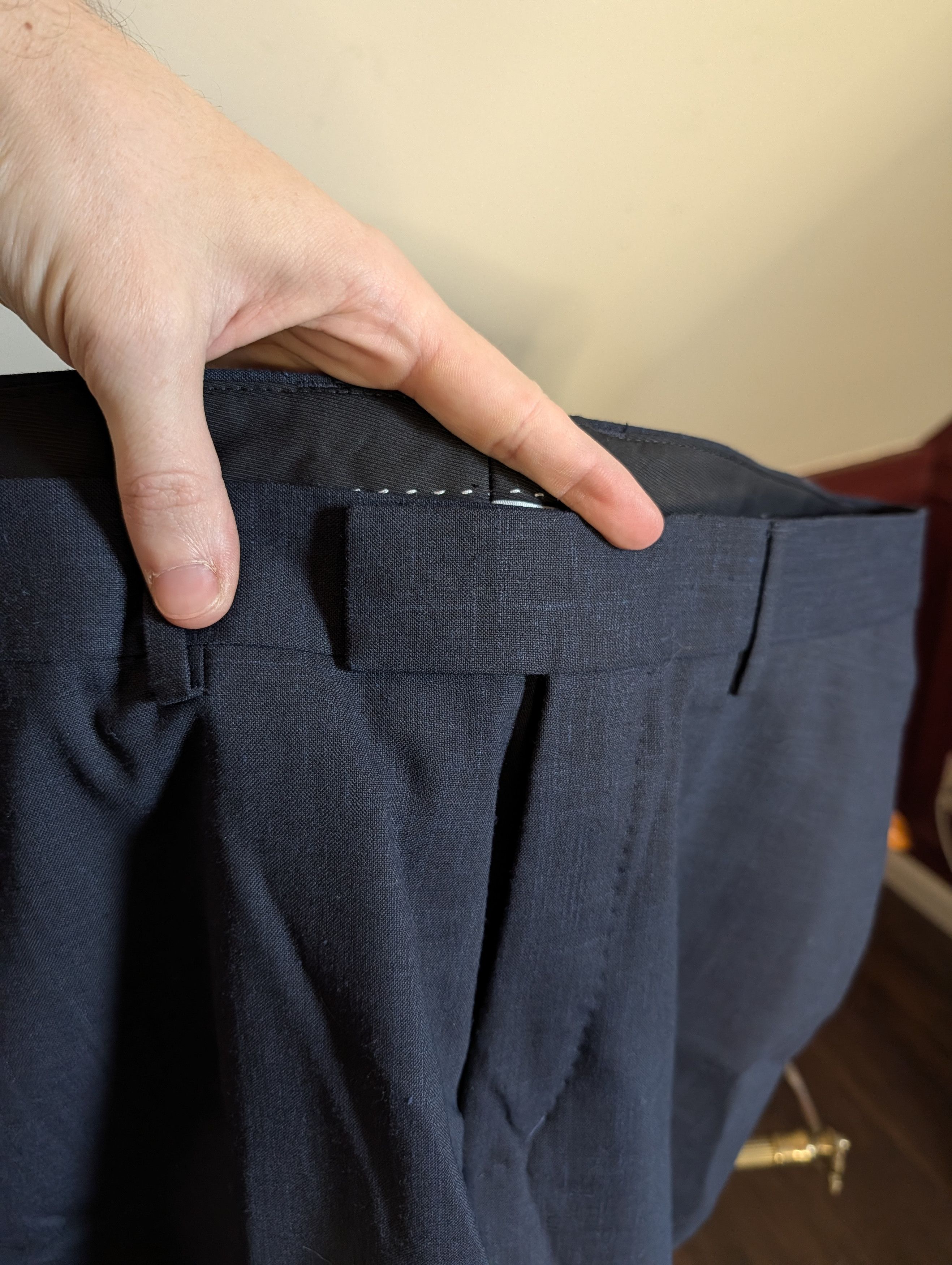 Tiger of Sweden Textured navy wool linen recycled pleated pants like new Size US 38 / EU 54 - 9 Thumbnail