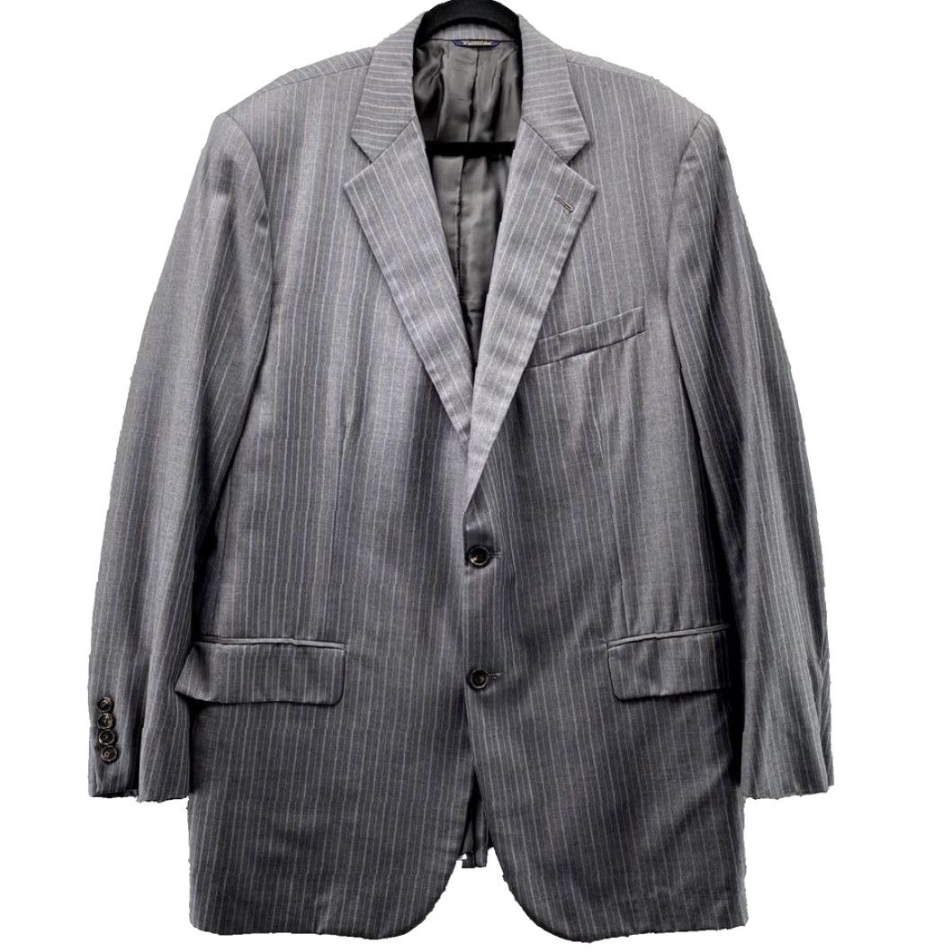 Brooks Brothers Brooks Brothers Blazer Men 46L Gray Pinstripe Hand Tailored Wool Corpcore Size 46R - 2 Thumbnail