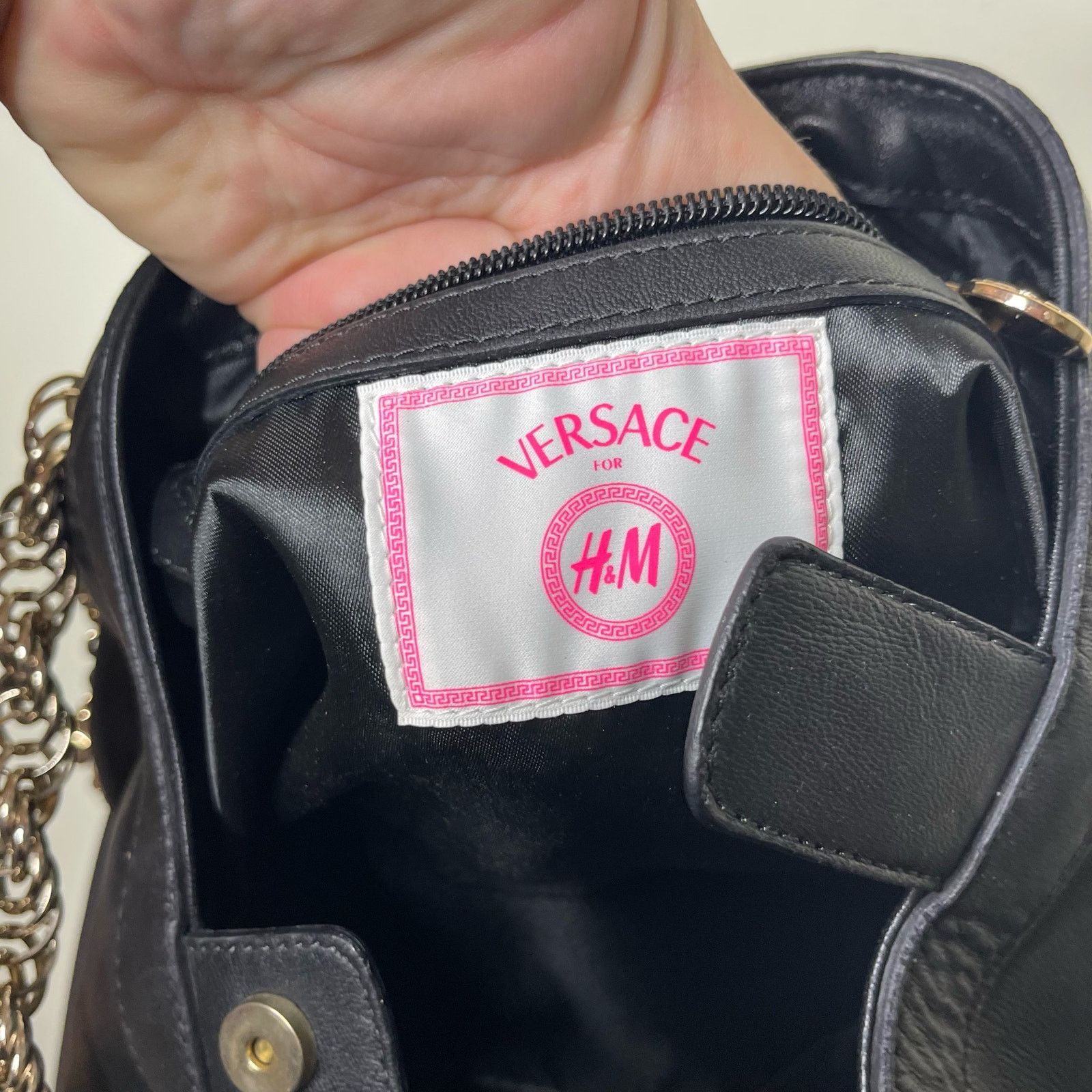 Versace Versace For H&M Black Leather Hobo Bag with Charms Size ONE SIZE - 7 Thumbnail