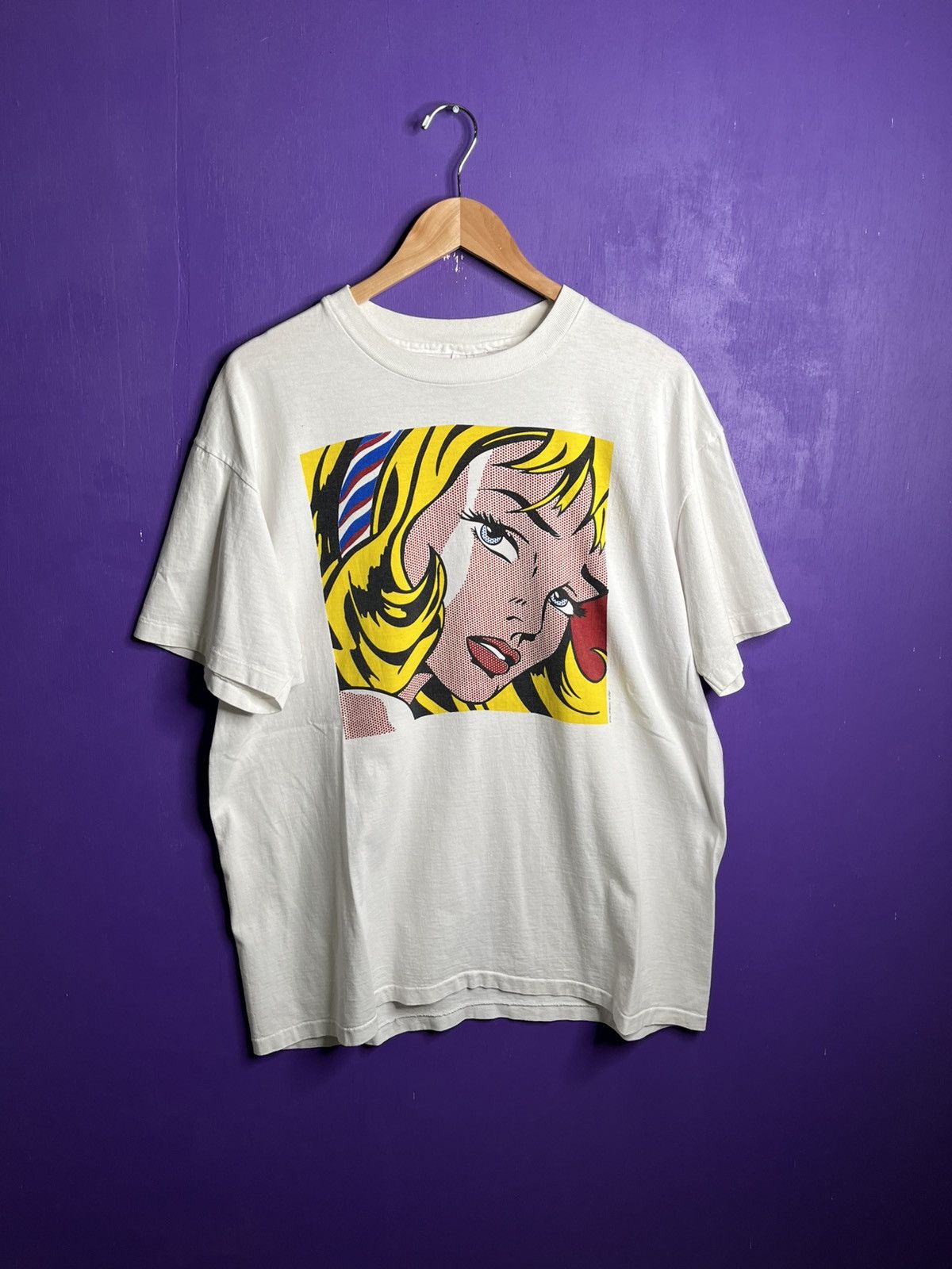 Vintage Vintage 90s Roy Lichtenstein girl with hair ribbon art tee Size US XL / EU 56 / 4 - 1 Thumbnail