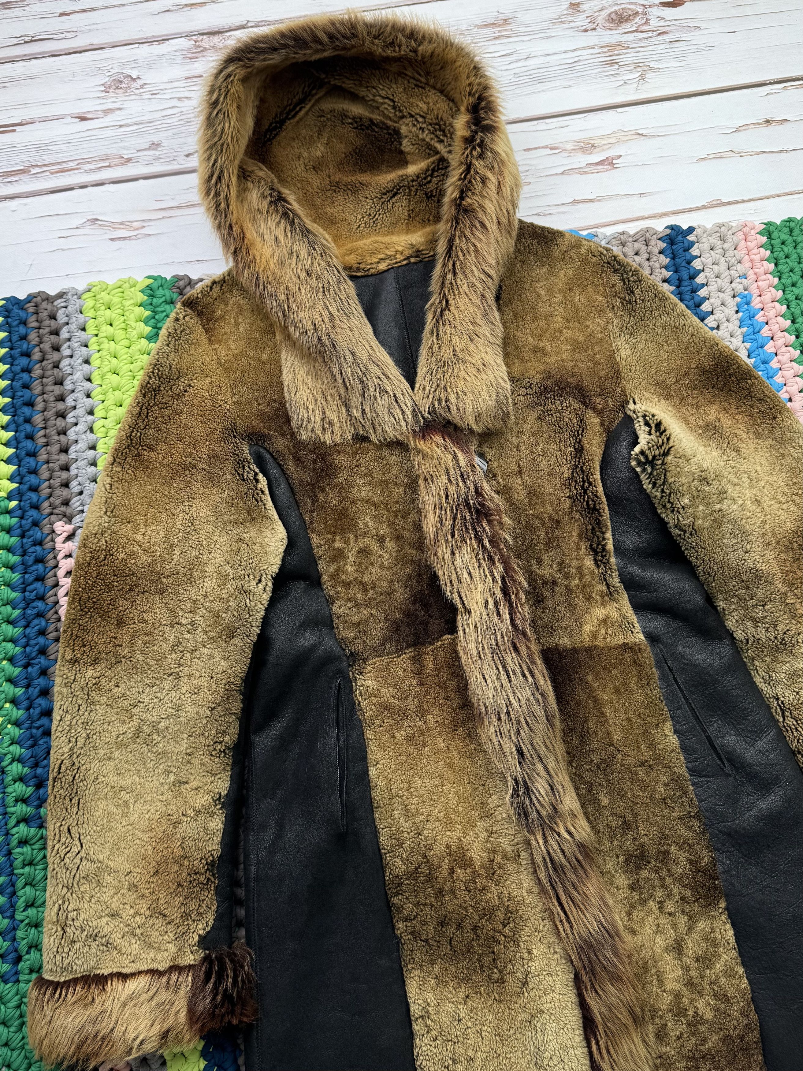 Japanese Brand Vintage Real Sheepskin Hooded Coat (ET1) Size L / US 10 / IT 46 - 2 Thumbnail