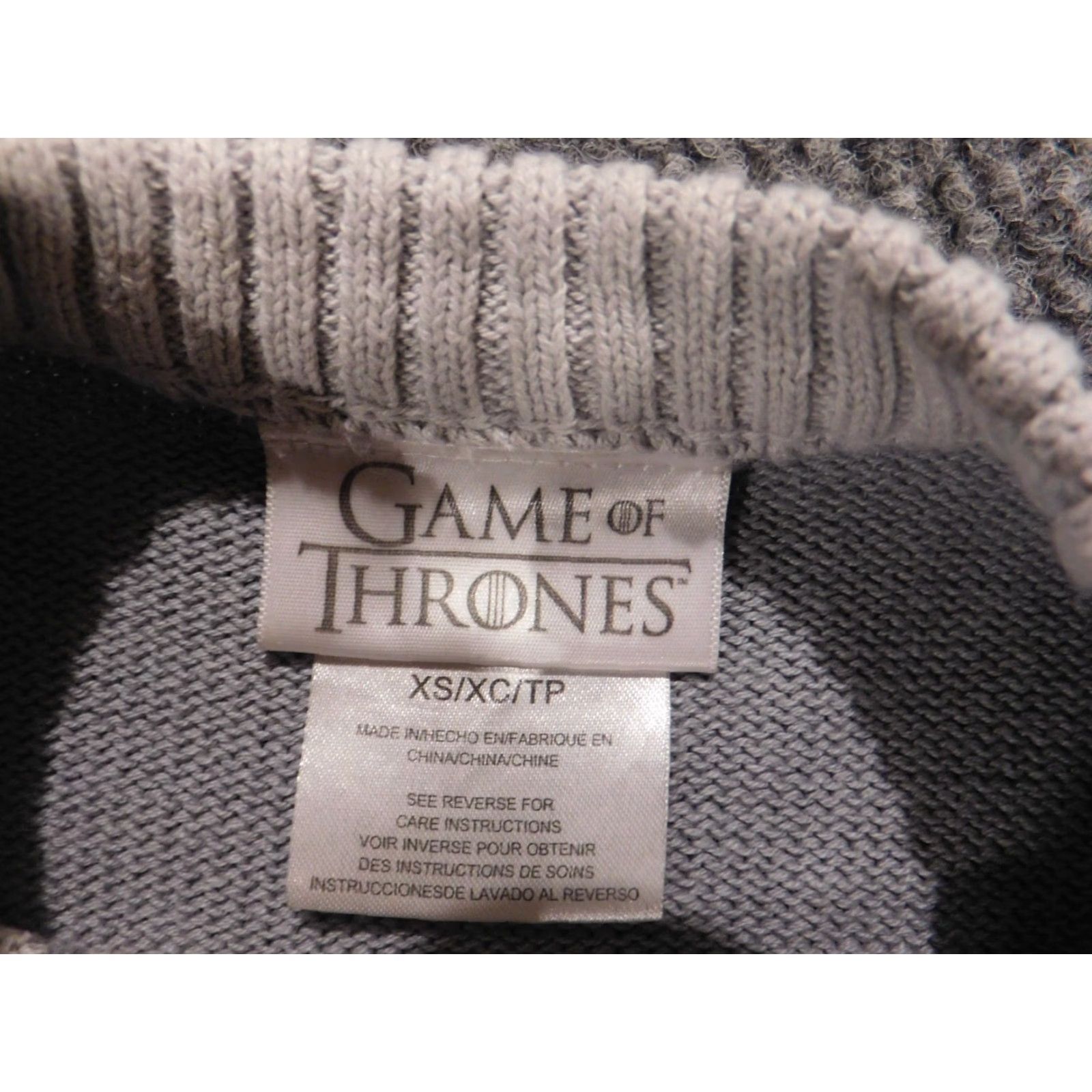 Vintage Game of Thrones Womens Sweater XS Gray Pullover Striped Wolf Knit Crew Neck pullover Winter Casual Regular Women Mens? Size XS / US 0-2 / IT 36-38 - 6 Thumbnail