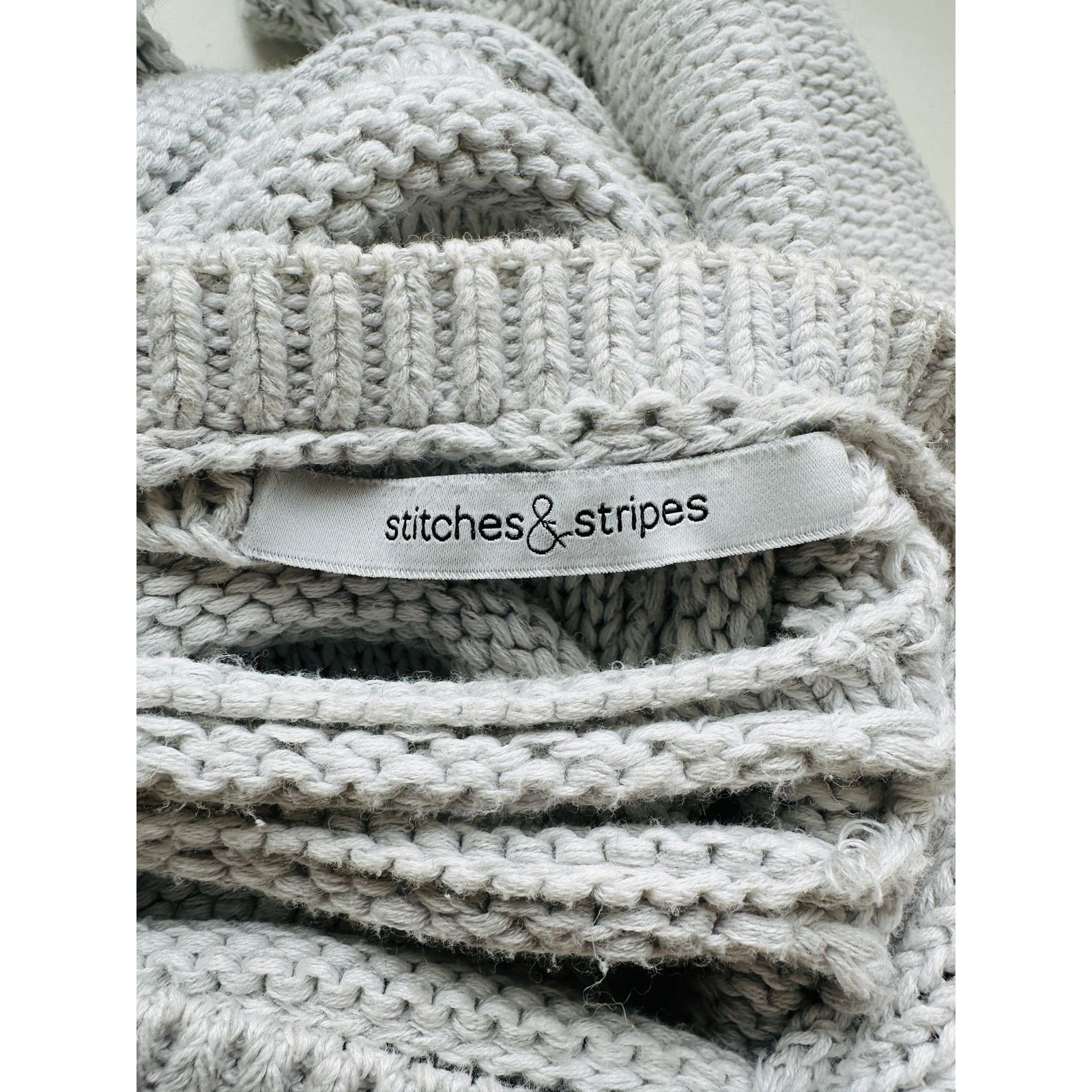 Other Stitches & Stripes Light Gray Crew Distressed Back Sweater Size XL / US 12-14 / IT 48-50 - 9 Thumbnail