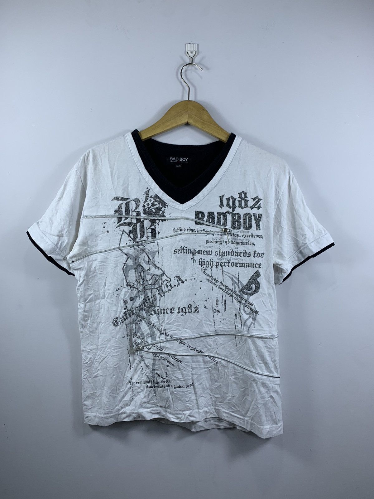 image of Hysteric Glamour x If Six Was Nine Japanese Bad Boy Poem Ziper Shirt in White, Men's (Size Medium)