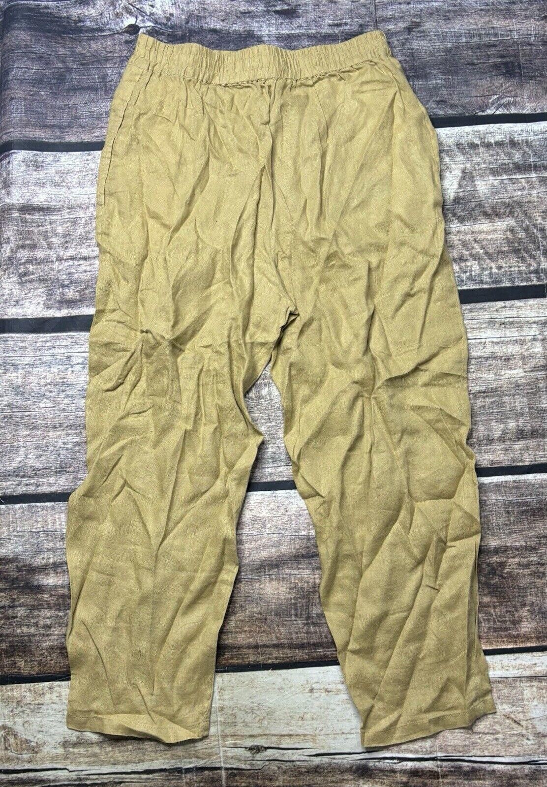Zara Zara Linen Pants Women's Medium Khaki Brown Joggers Size 32" / US 10 / IT 46 - 3 Thumbnail