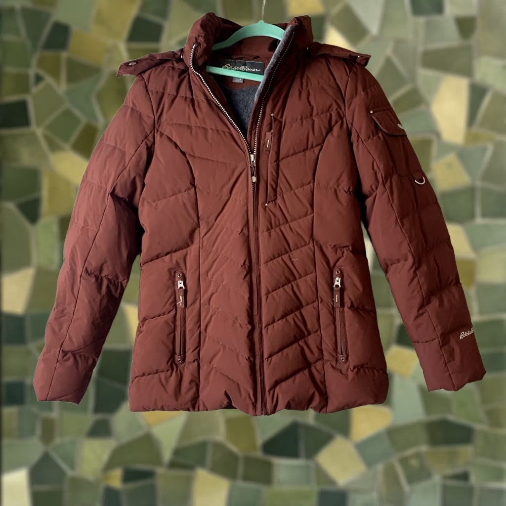 Eddie Bauer Eddie Bauer Jacket Woman Small Maroon Sun Valley Puffer Faux Fur Hood Parka Coat Size S / US 4 / IT 40 - 1 Thumbnail