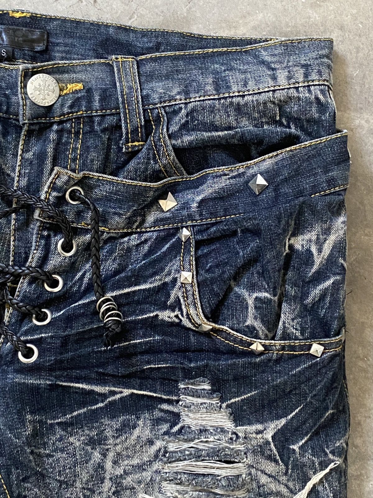 Japanese Brand Black Baccara - Studded Double Waist Clawmark Flare Denim Size US 32 / EU 48 - 6 Thumbnail