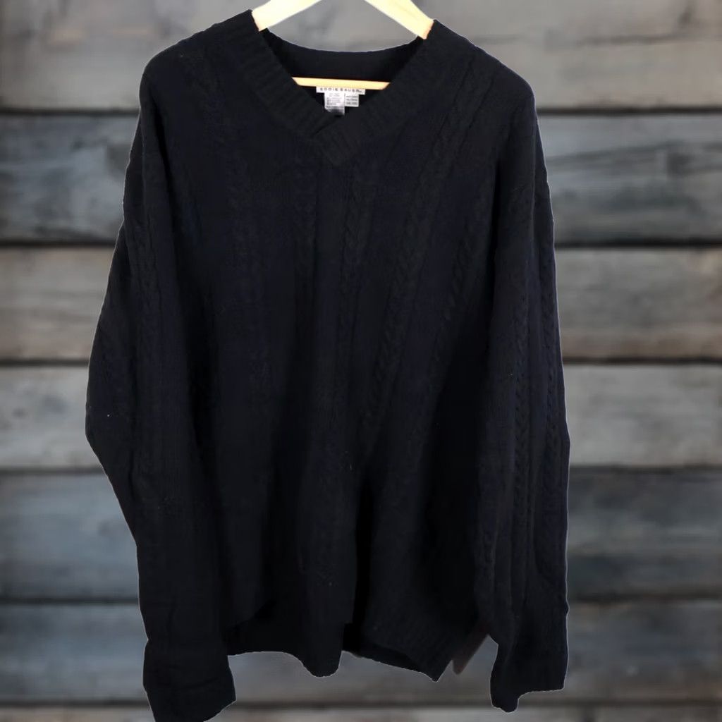 Eddie Bauer Eddie Bauer Sweater Men's 2XL Black Lambs Wool Cashmere V-Neck Knit Cable Size US XXL / EU 58 / 5 - 1 Thumbnail