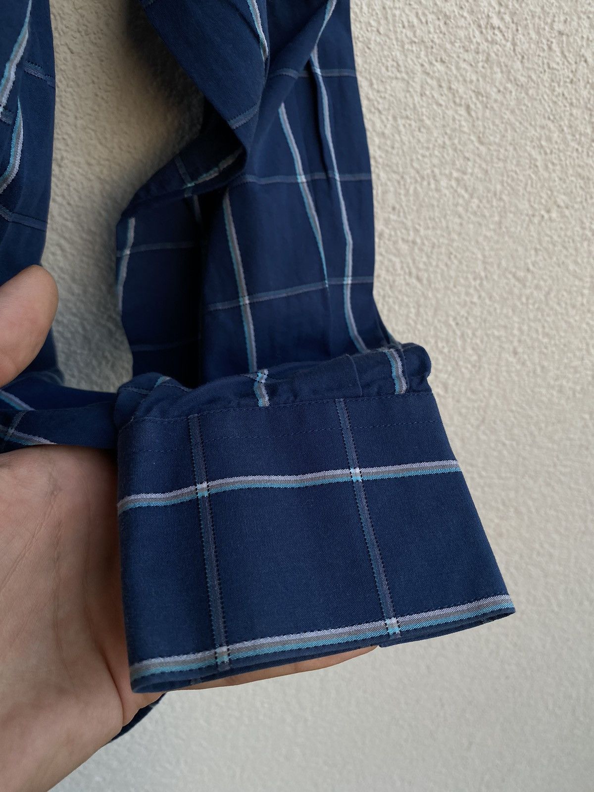 Yves Saint Laurent Cotton YSL Shirt Check Navy Size US M / EU 48-50 / 2 - 16 Thumbnail