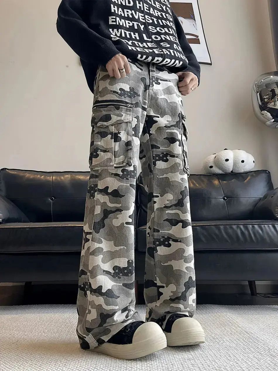Japanese Brand Retro casual wide leg pocket camouflage jeans Size US 32 / EU 48 - 3 Thumbnail