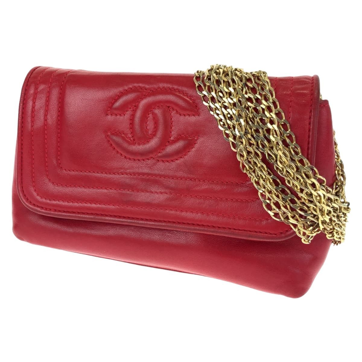 Chanel Chanel Chanel Vintage Mademoiselle Red Lambskin Shoulder Bag Leather Crossbody Bag 405453 in Very Good Condition Size ONE SIZE - 1 Thumbnail