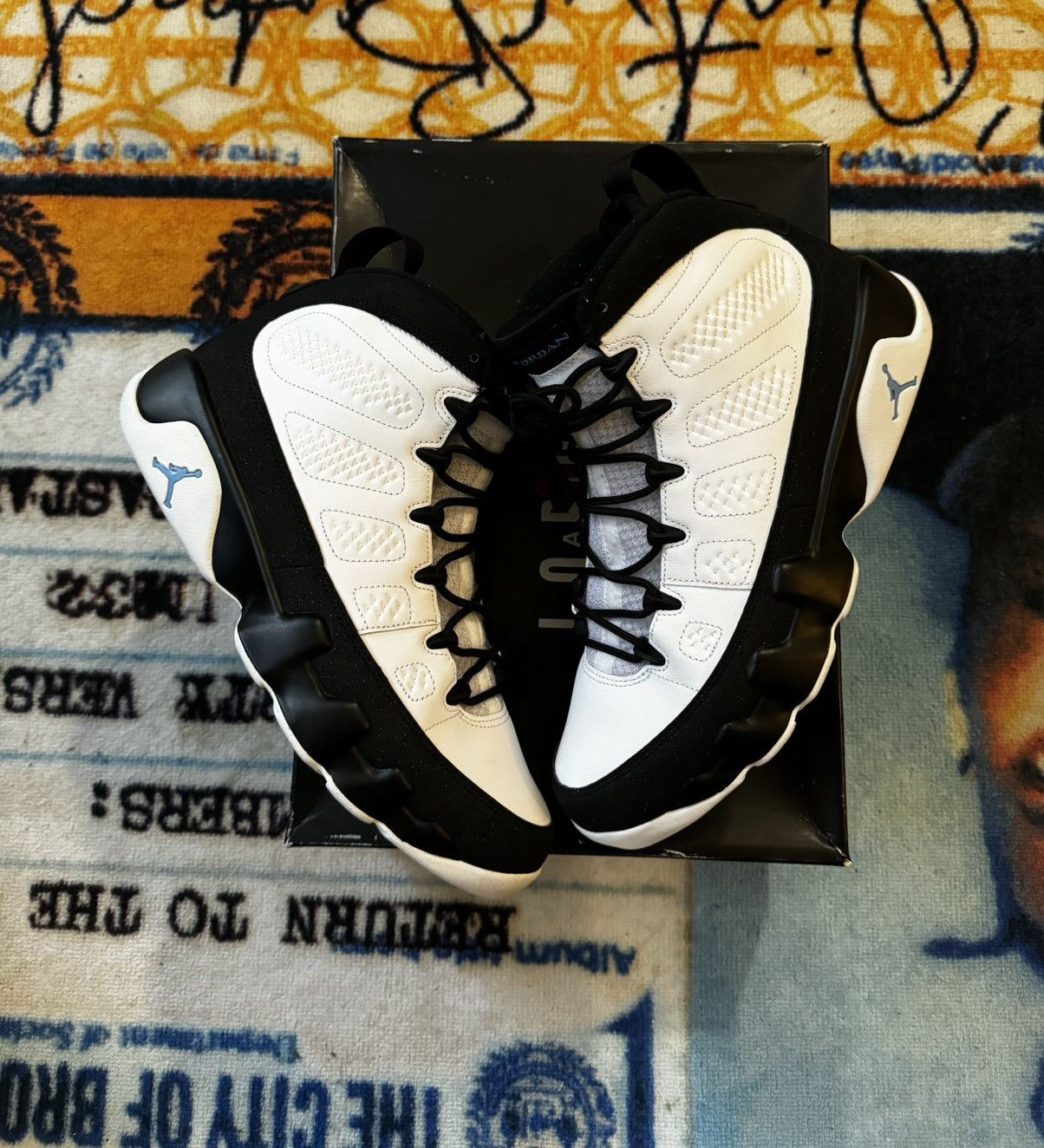 image of Jordan Nike Jordan 9 Unc Blue Shoes in Black, Men's (Size 10)