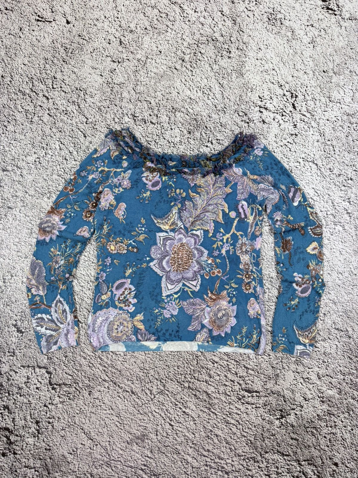 Blumarine Vintage Blumarine Y2K Floral Ruffle Wool Knit Top Size XL / US 12-14 / IT 48-50 - 11 Thumbnail