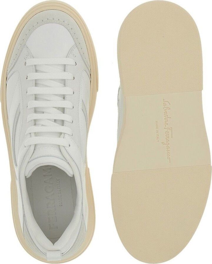 Salvatore Ferragamo o1s1rm0924 Cassina Mix Low-Top Sneaker in White Size US 6 / EU 39 - 4 Thumbnail