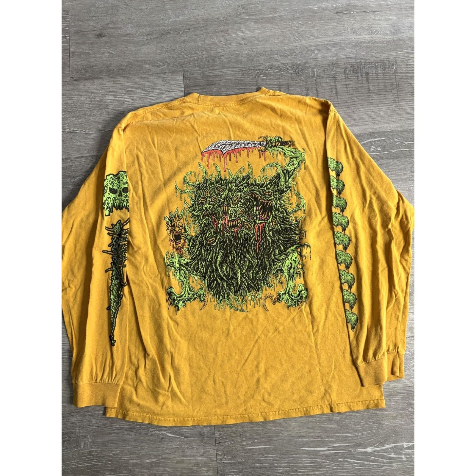Vintage Horror Monster Shirt Mens XL Yellow Long Sleeve Sanguisugbogg Tee T-Shirt Size US XL / EU 56 / 4 - 4 Thumbnail