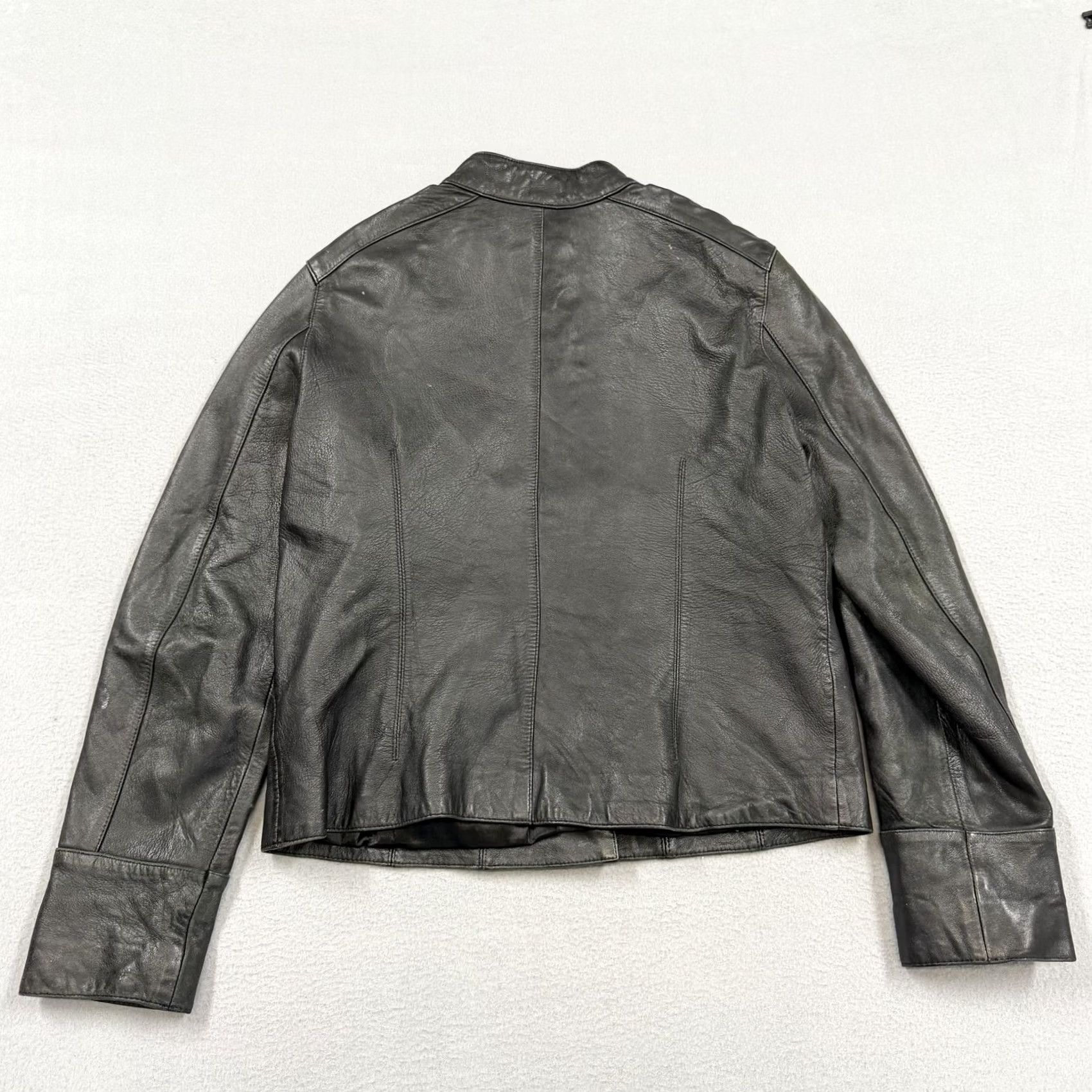 Mossimo Mossimo Jacket Womens Large Black Leather Button Front Collared Lined Short Size 36" / US 14 / IT 50 - 6 Thumbnail