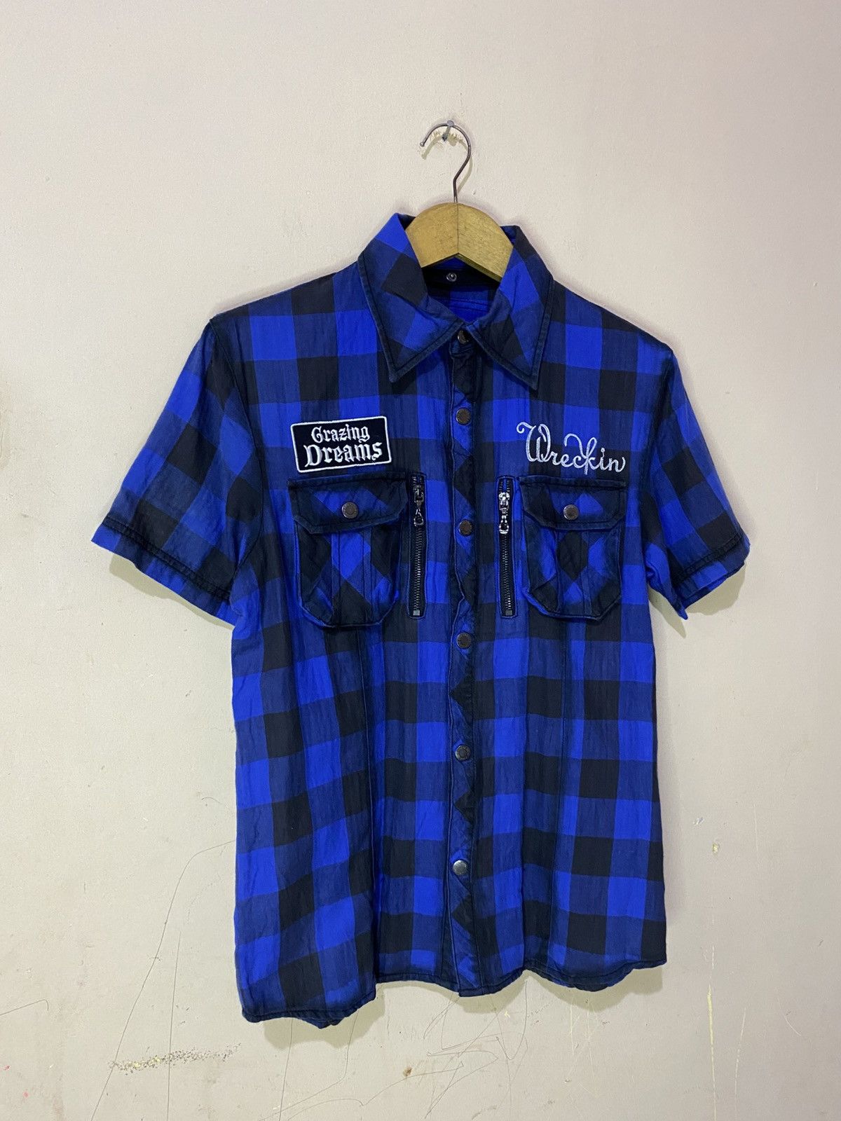 Japanese Brand Y2K In The Attic Poem Multipocket Plaid Shirt Size US M / EU 48-50 / 2 - 2 Thumbnail