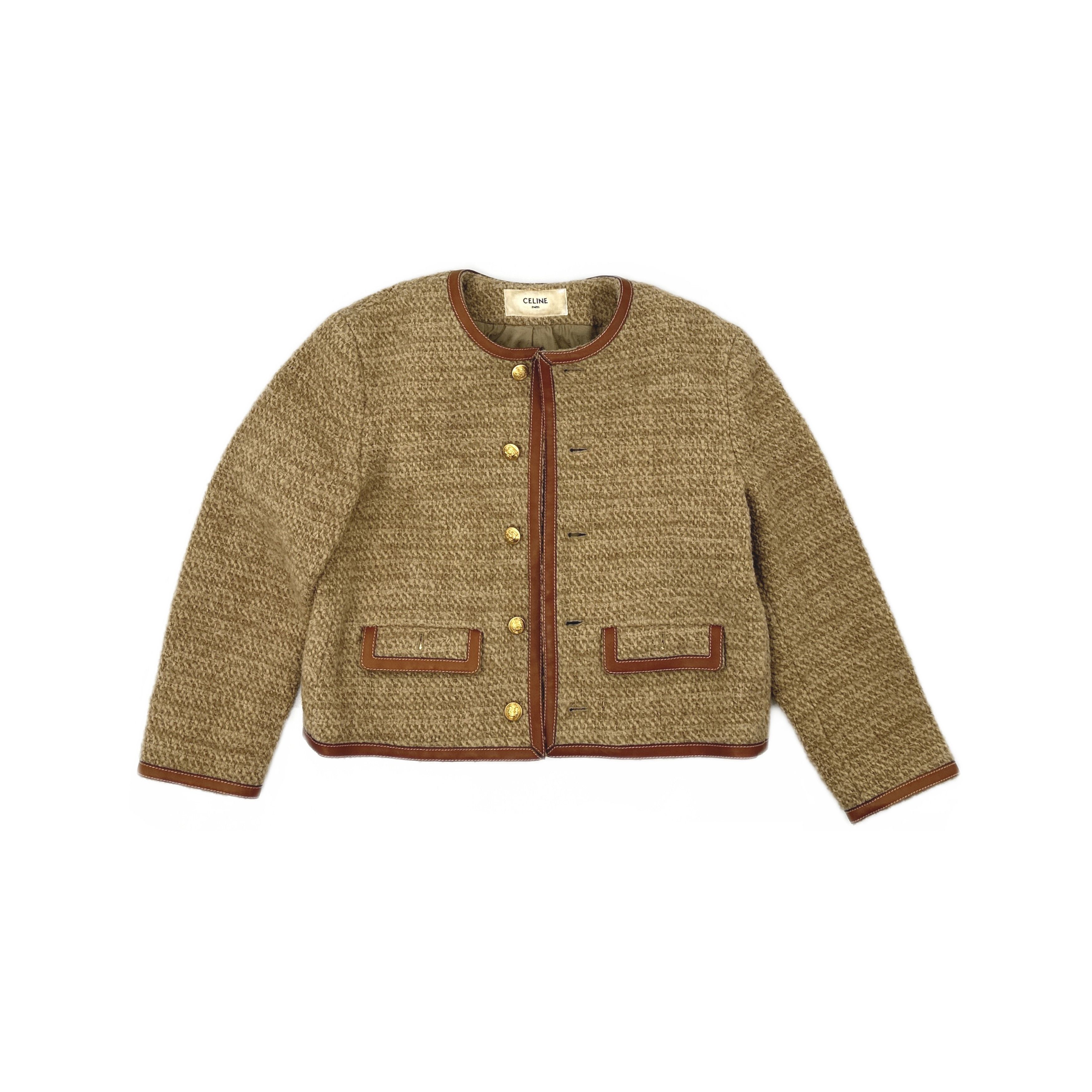 Celine CELINE Tweed Leather Trim Jacket Size 42 Size M / US 6-8 / IT 42-44 - 1 Thumbnail