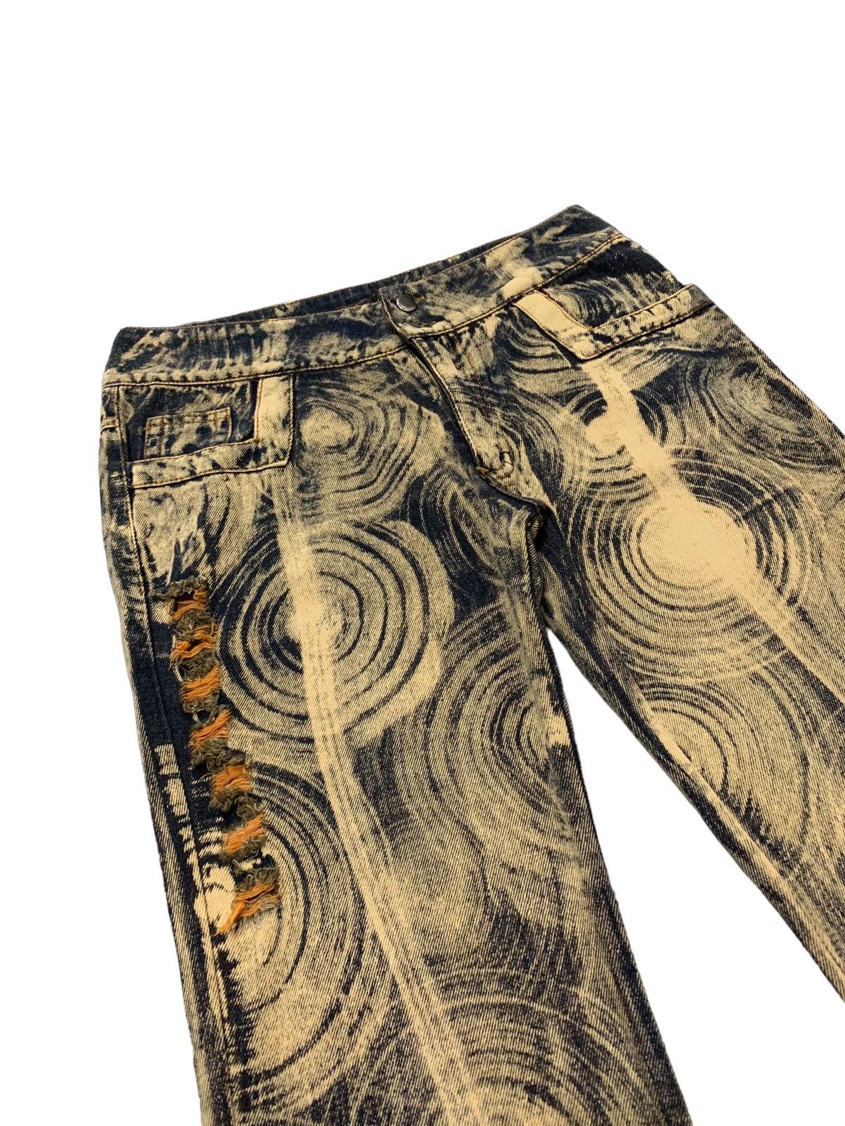 Japanese Brand × Tornado Mart HuaDi Japan Abstracts Circle Mud Rust Flared Denim Pants Size US 29 - 4 Thumbnail