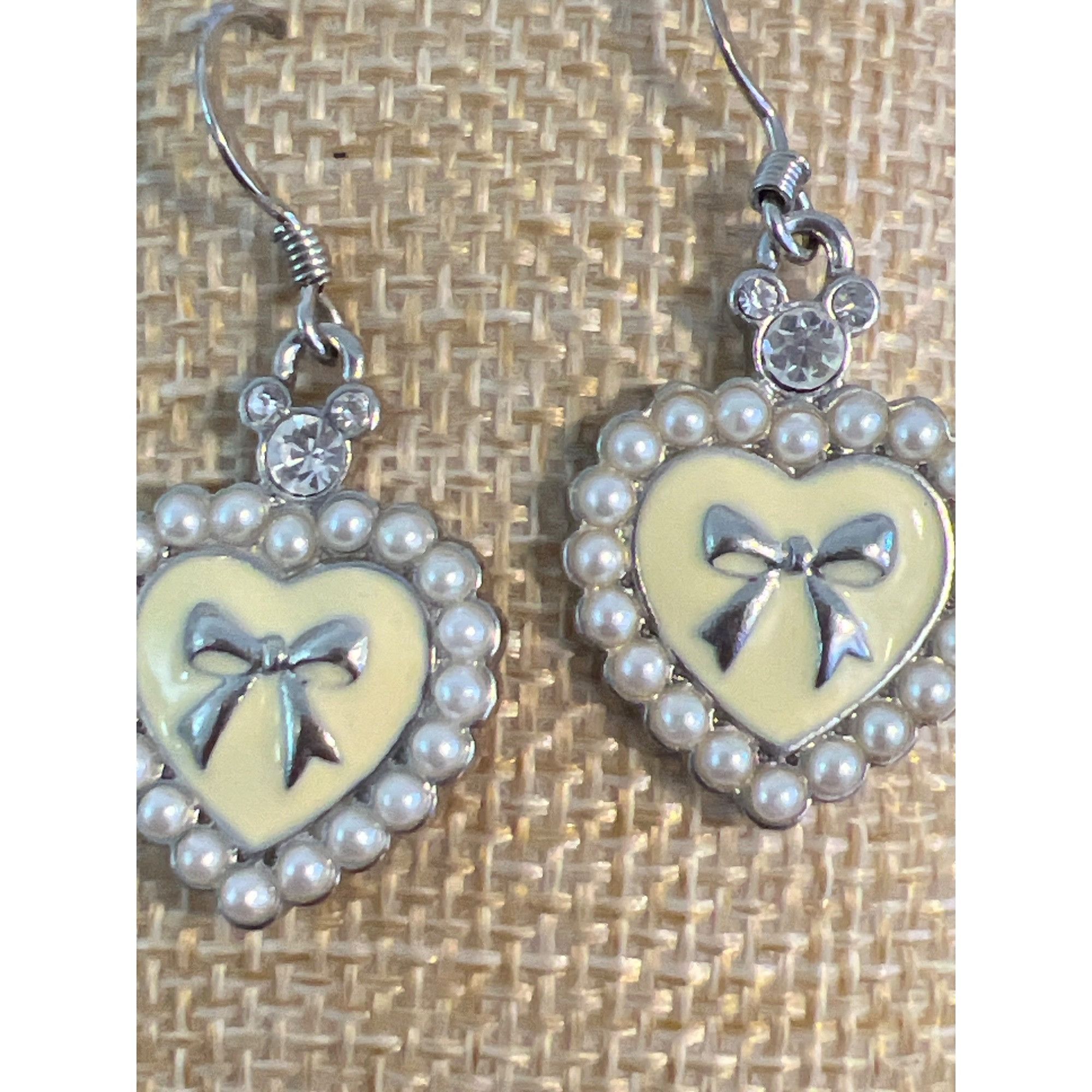 Disney Disney Heart Shaped Earrings Hidden Mickey Silver Tone Ename Size ONE SIZE - 2 Thumbnail