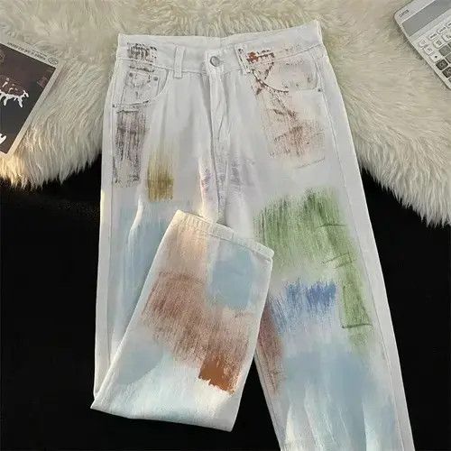 Jean Colorful Graffiti Straight Jeans Size US 32 / EU 48 - 2 Thumbnail