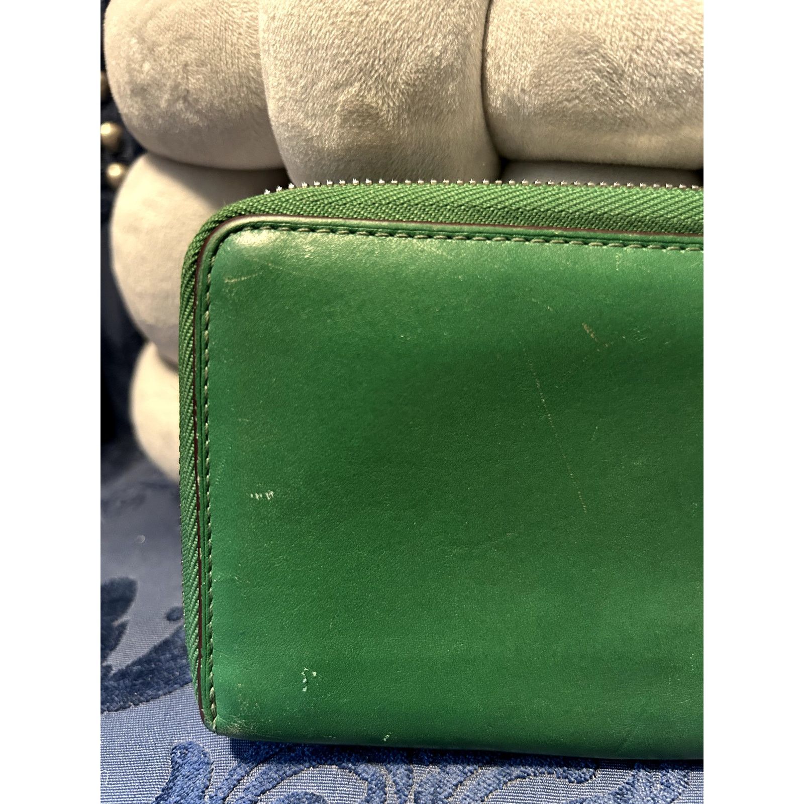 Tumi Vintage Emerald Green Tumi Zip Around Wallet White Piping Size ONE SIZE - 3 Thumbnail