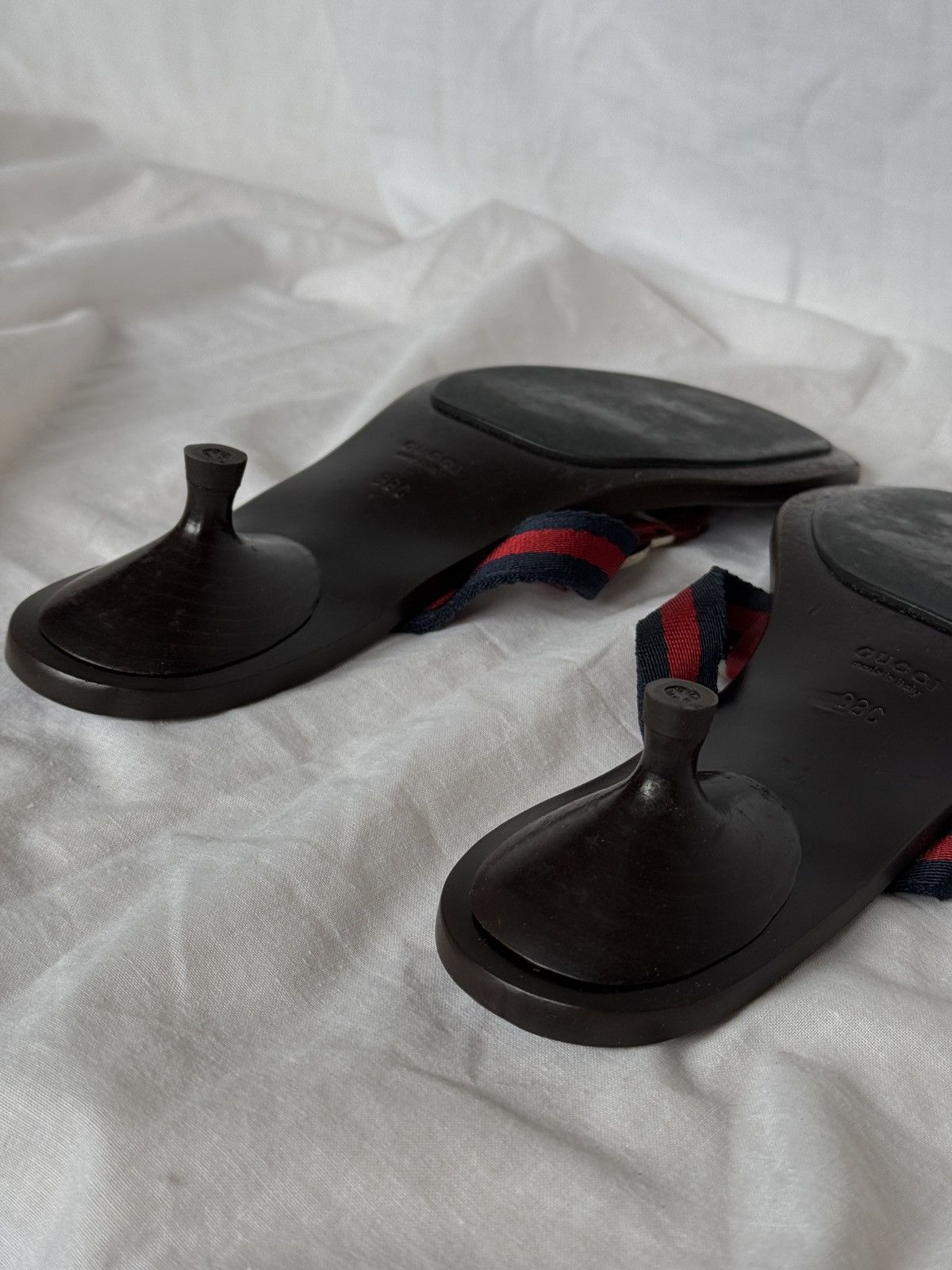 Gucci × Vintage Gucci Web Interlocking GG Thong Flip Flops Mules Size US 8 / IT 38 - 10 Thumbnail
