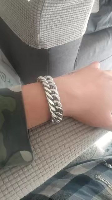 Japanese Brand 15MM Width Stainless Steel Cuban Chain Bracelets 21 cm Size ONE SIZE - 2 Thumbnail