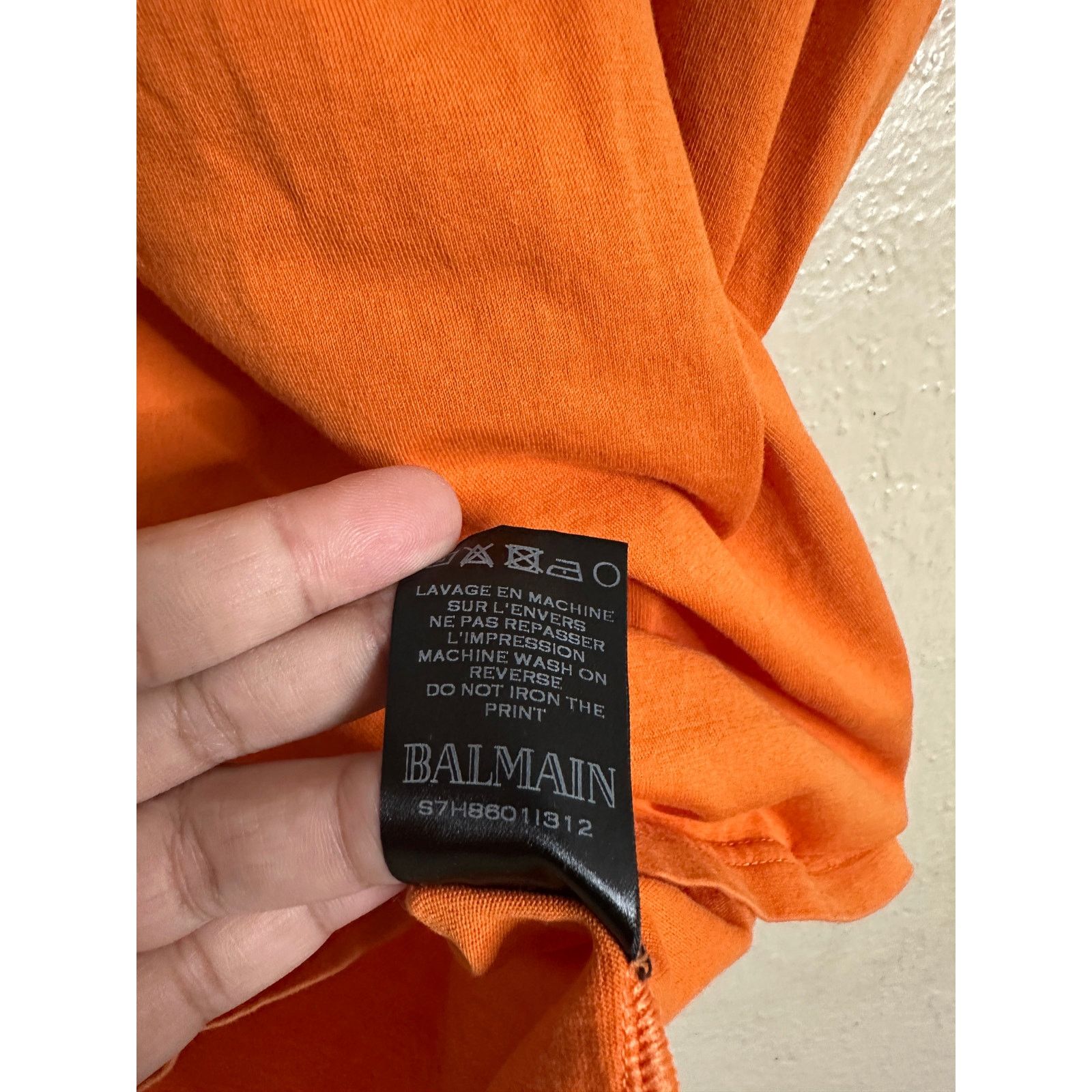 Balmain Balmain Paris ORange Cotton Logo T-shirt Mens Medium Size US M / EU 48-50 / 2 - 10 Thumbnail